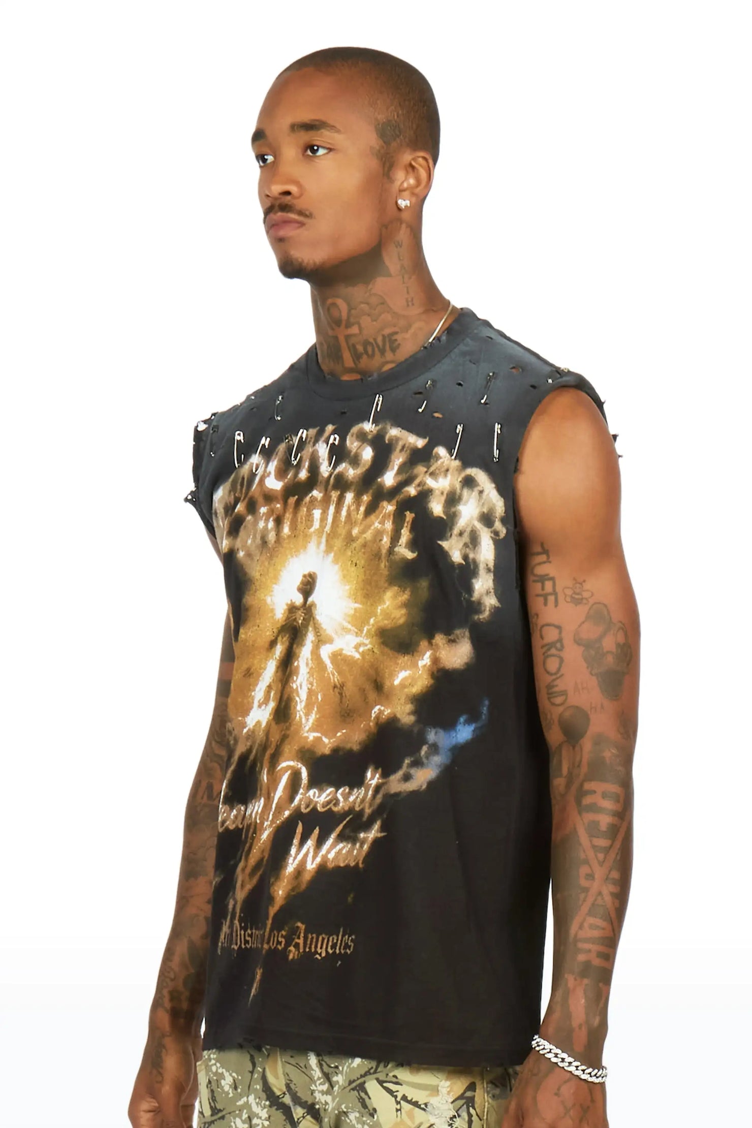 Jakito Black Oversized Cut Off T-Shirt
