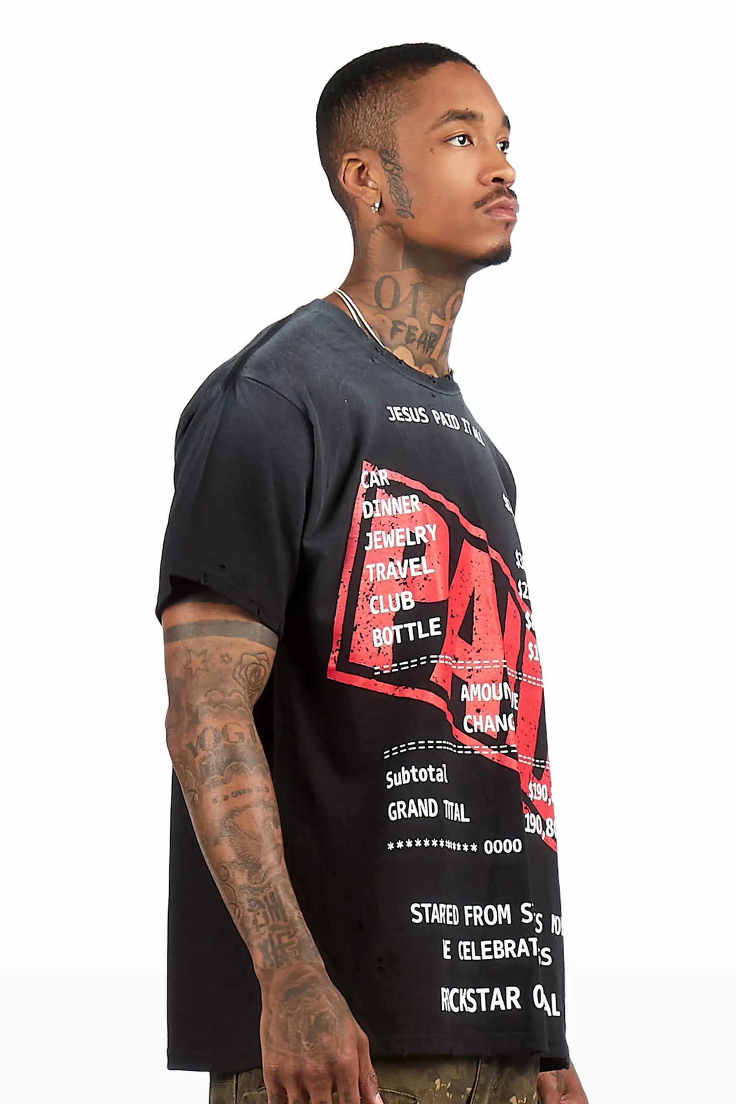 Paid Black Oversized Graphic T-Shirt