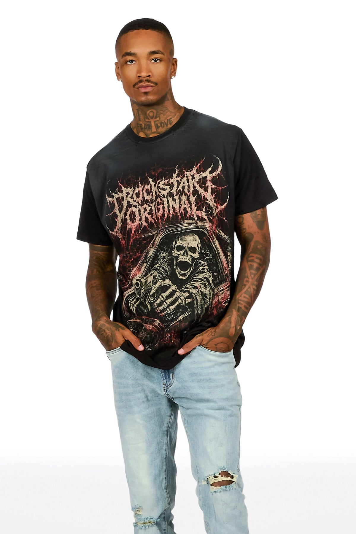Brevin Black Oversized Graphic T-Shirt