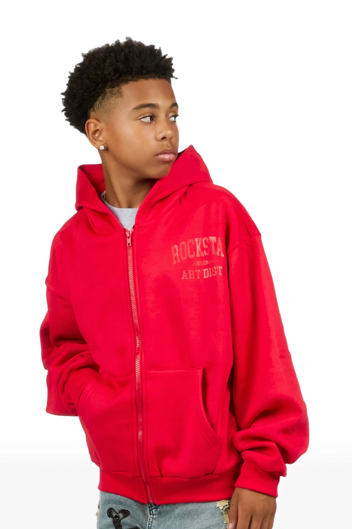 Boys Nelly 2.0 Red/Red Zip Up Hoodie