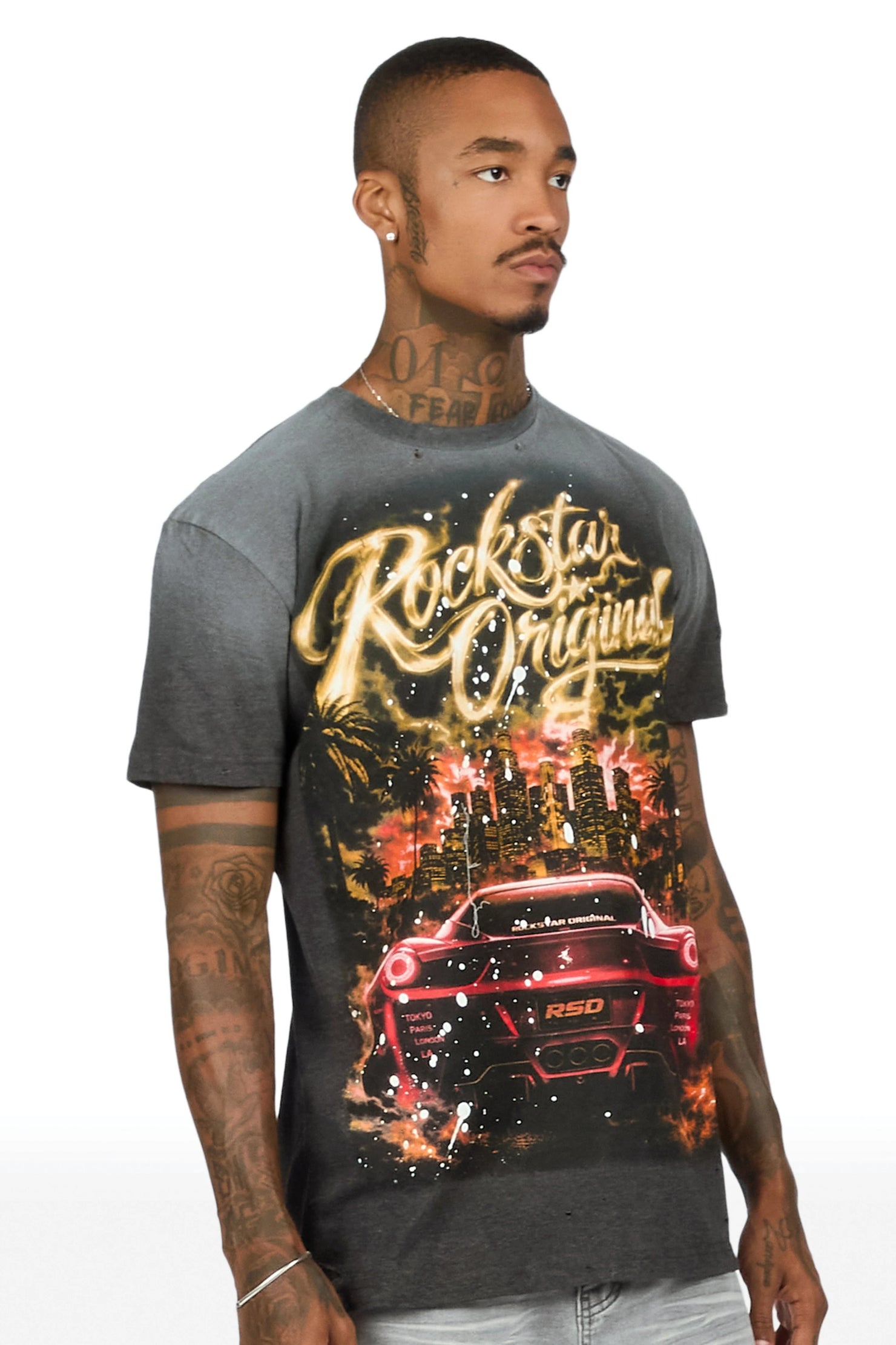 Ghini Charcoal Oversized Graphic T-Shirt