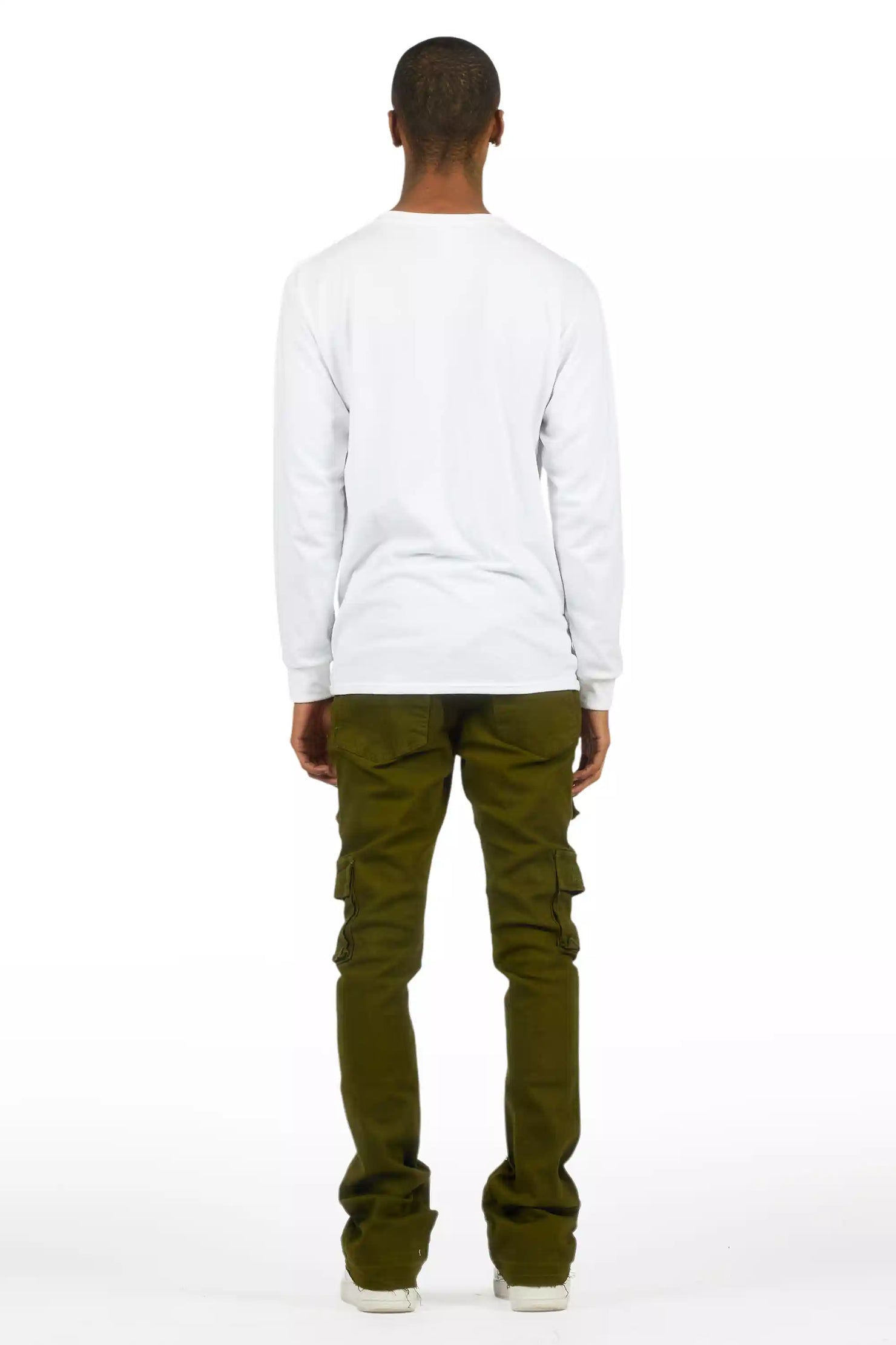 Zaid Olive Stacked Flare Jean