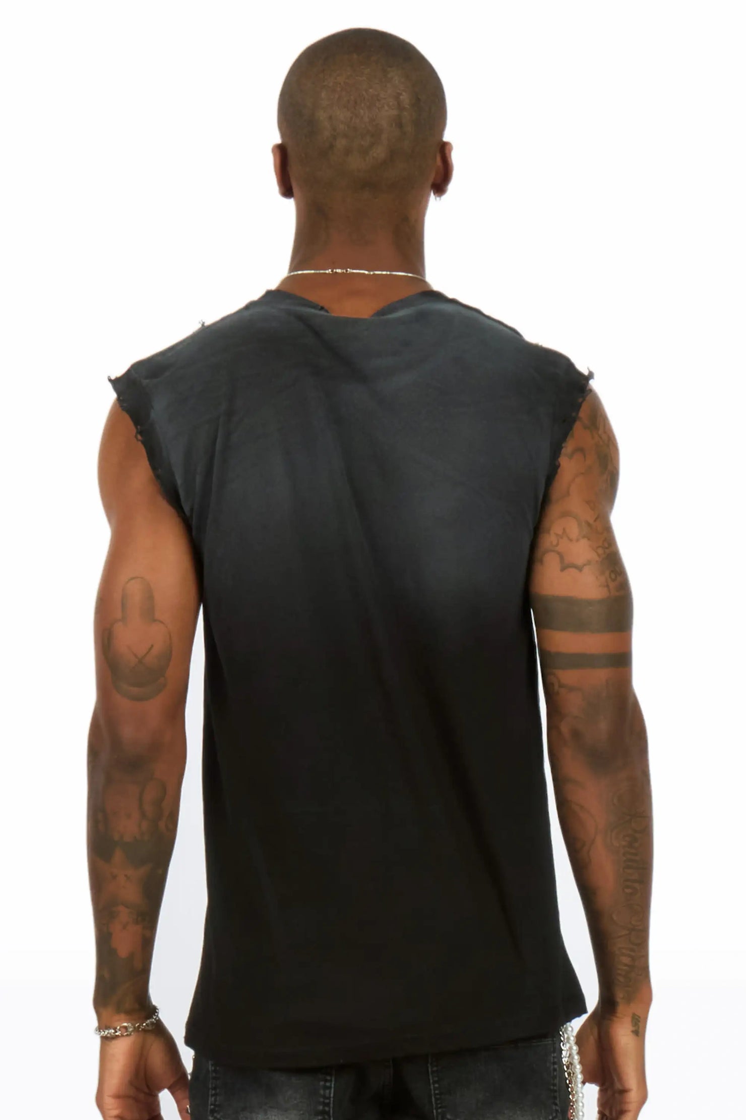 Tangie Black Oversized Cut Off T-Shirt