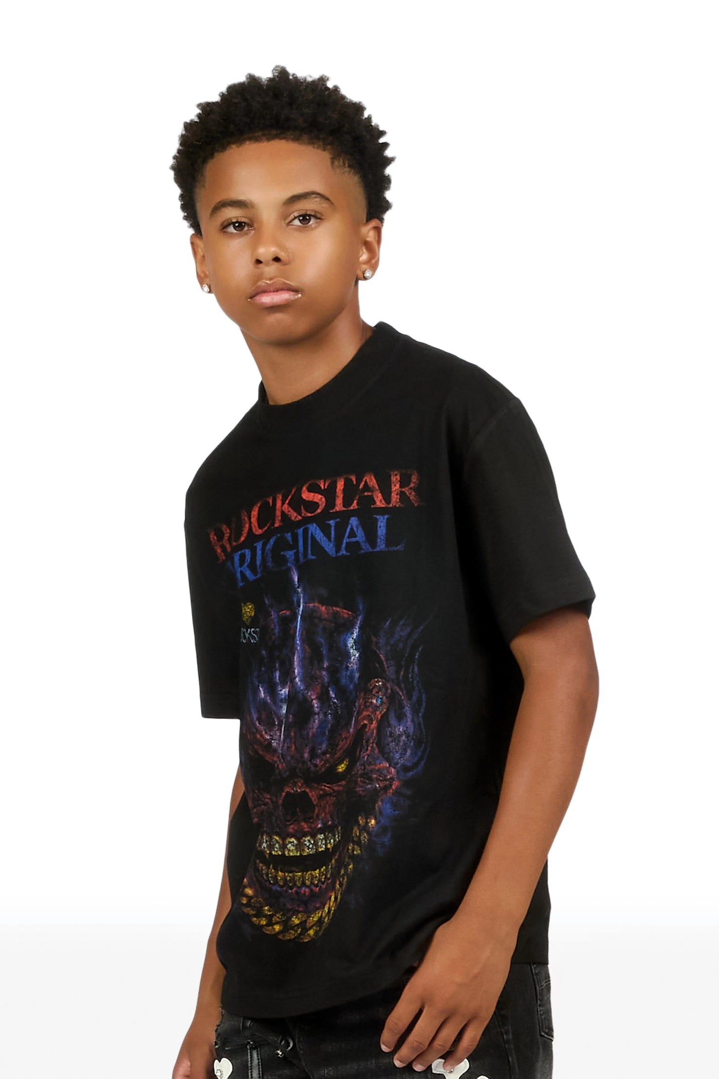 Boys Rudra Black Graphic T-Shirt