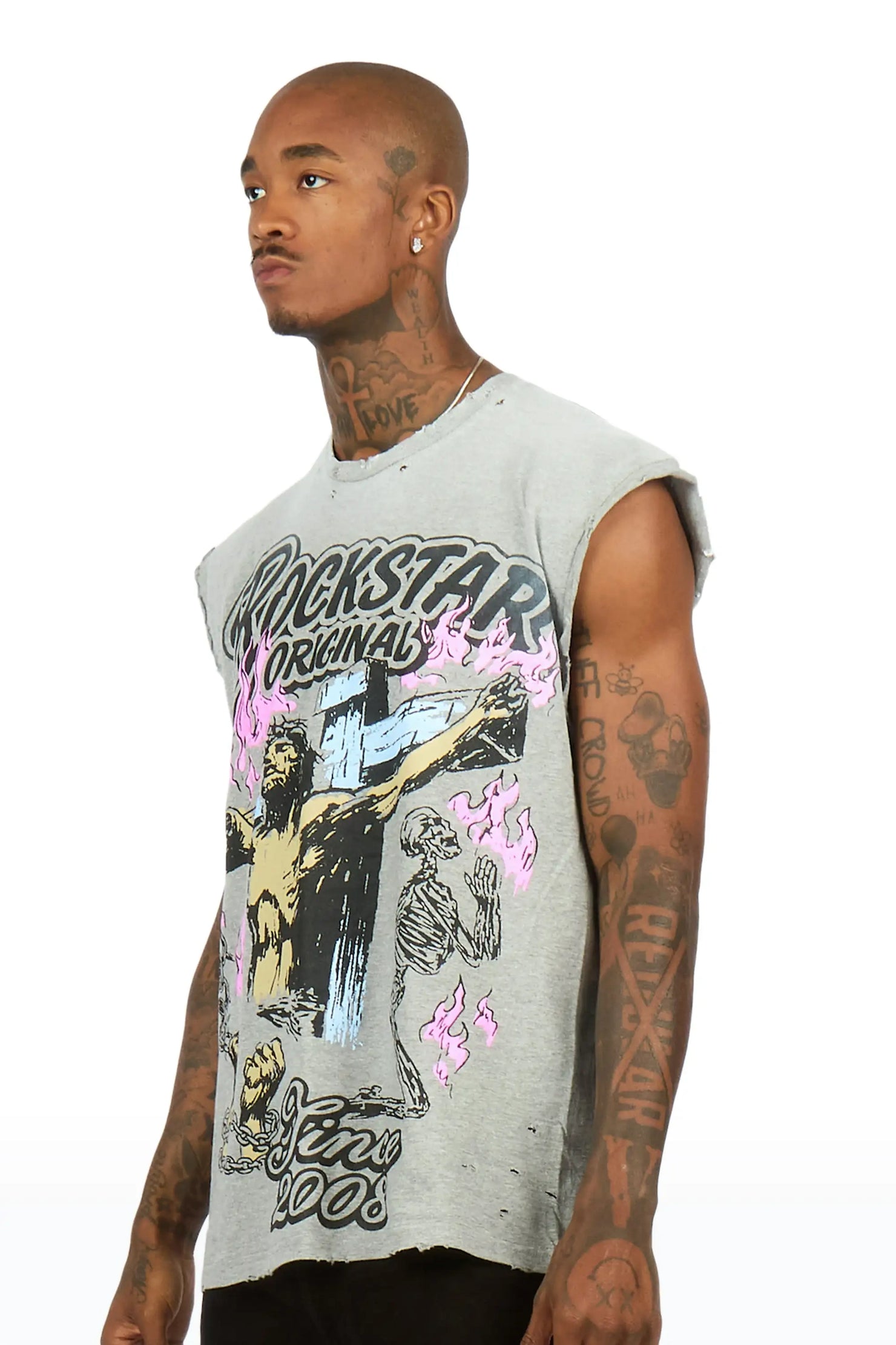 Kyren Grey Cut off Tee
