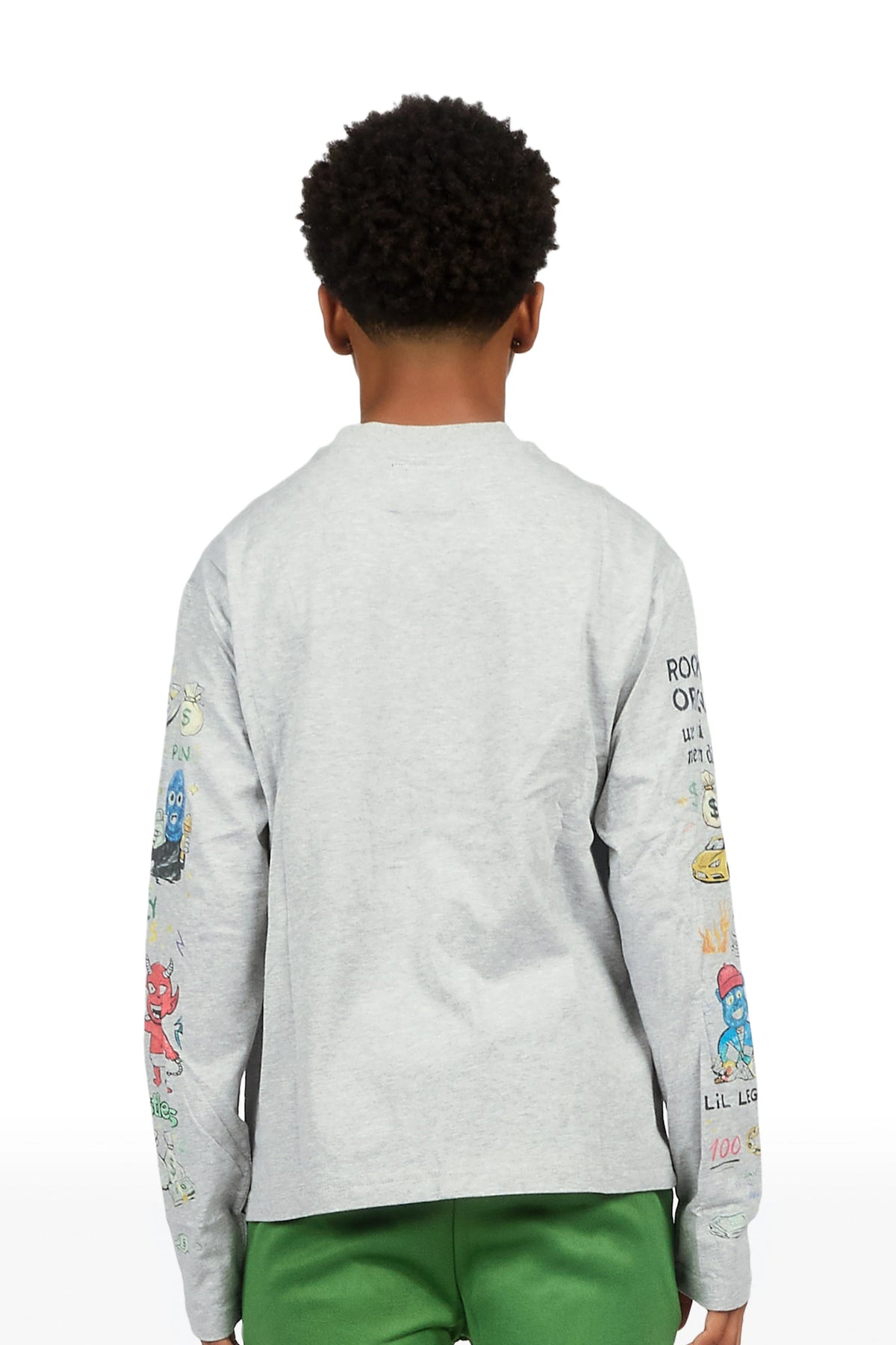 Boys Raxor Heather Grey Long Sleeve Graphic T-Shirt