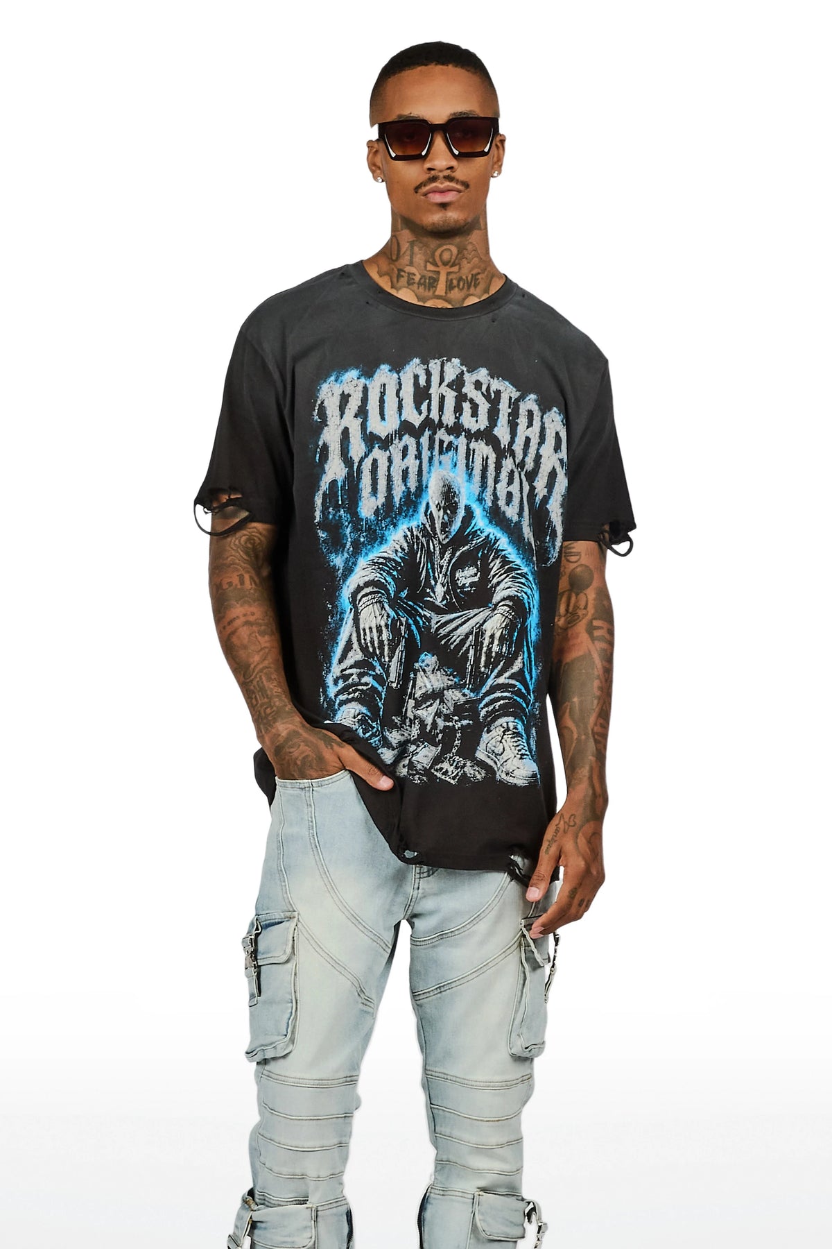 Lazaro Black Oversized Graphic T-Shirt