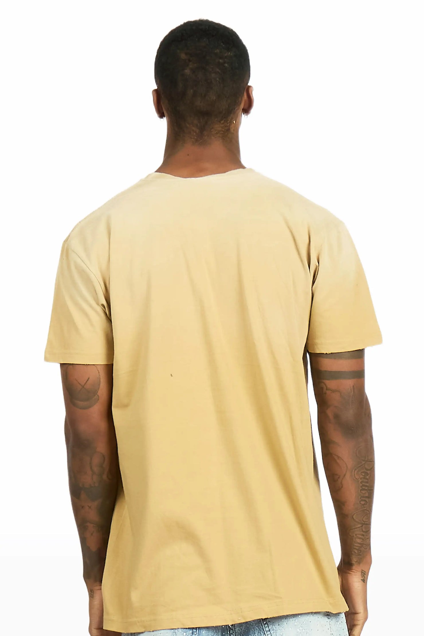 Dice Beige Oversized Graphic T-Shirt