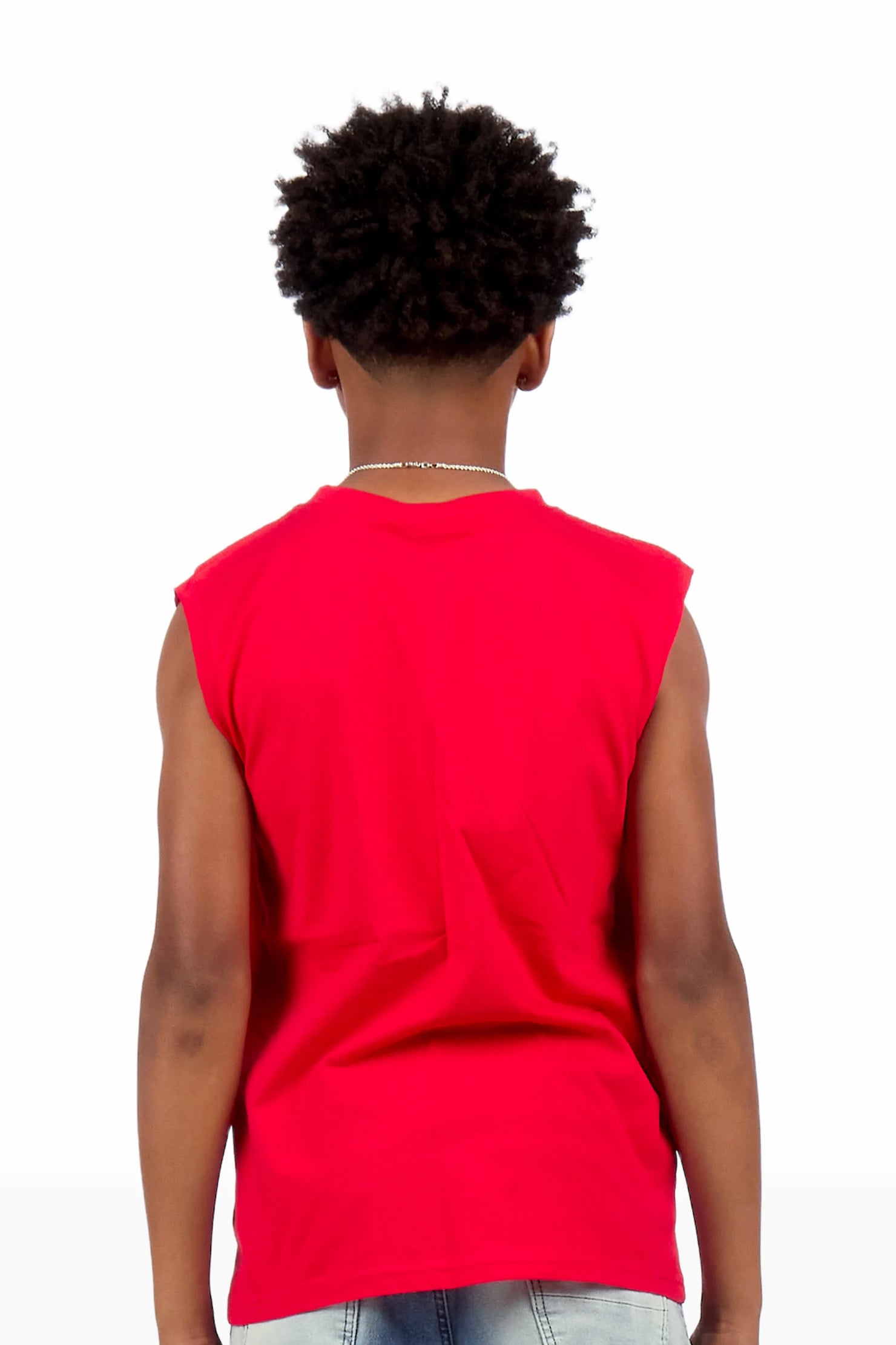 Boys Maezar Red Cut Off Graphic T-Shirt
