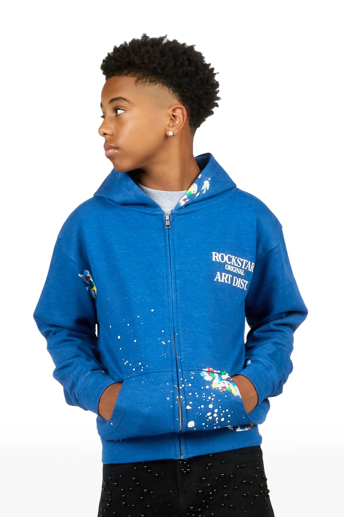 Boys Art Dist Royal Blue Graphic Zip Up Hoodie