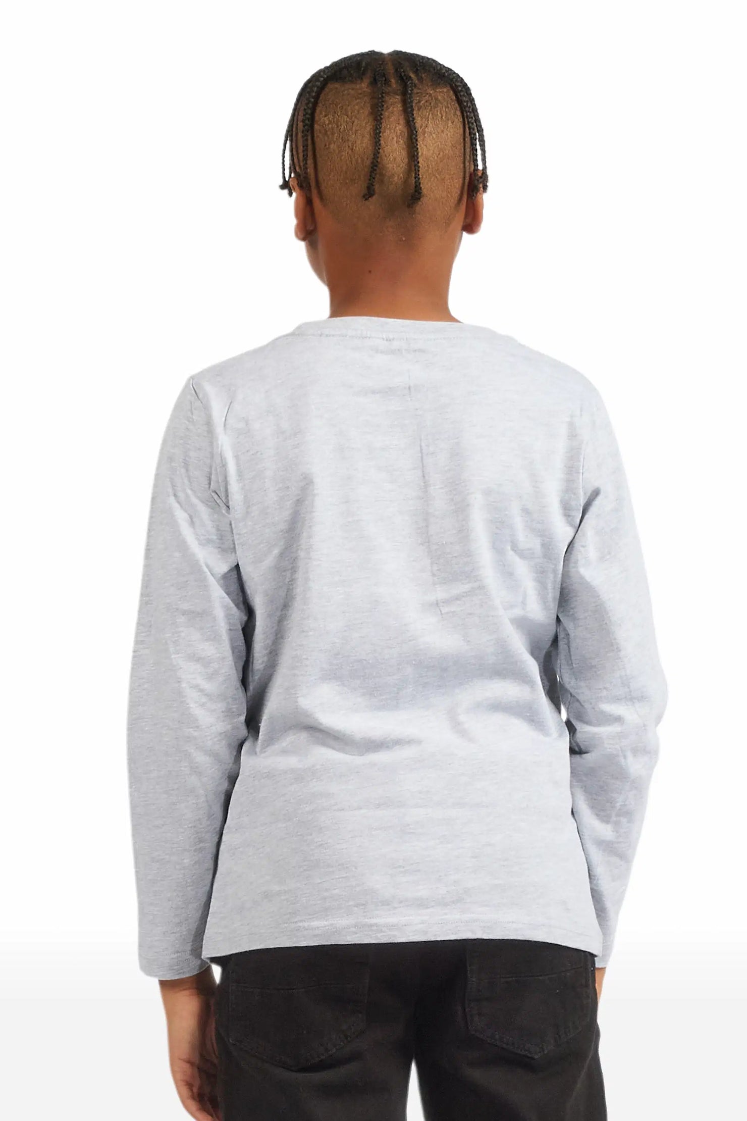 Boys Jesus Crayon Heather Grey Long Sleeve Graphic T-Shirt