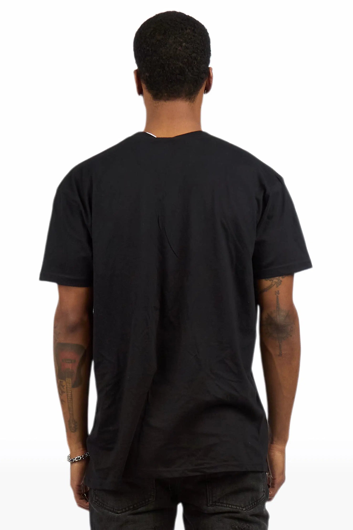 Lorzen Black Oversized Graphic T-Shirt