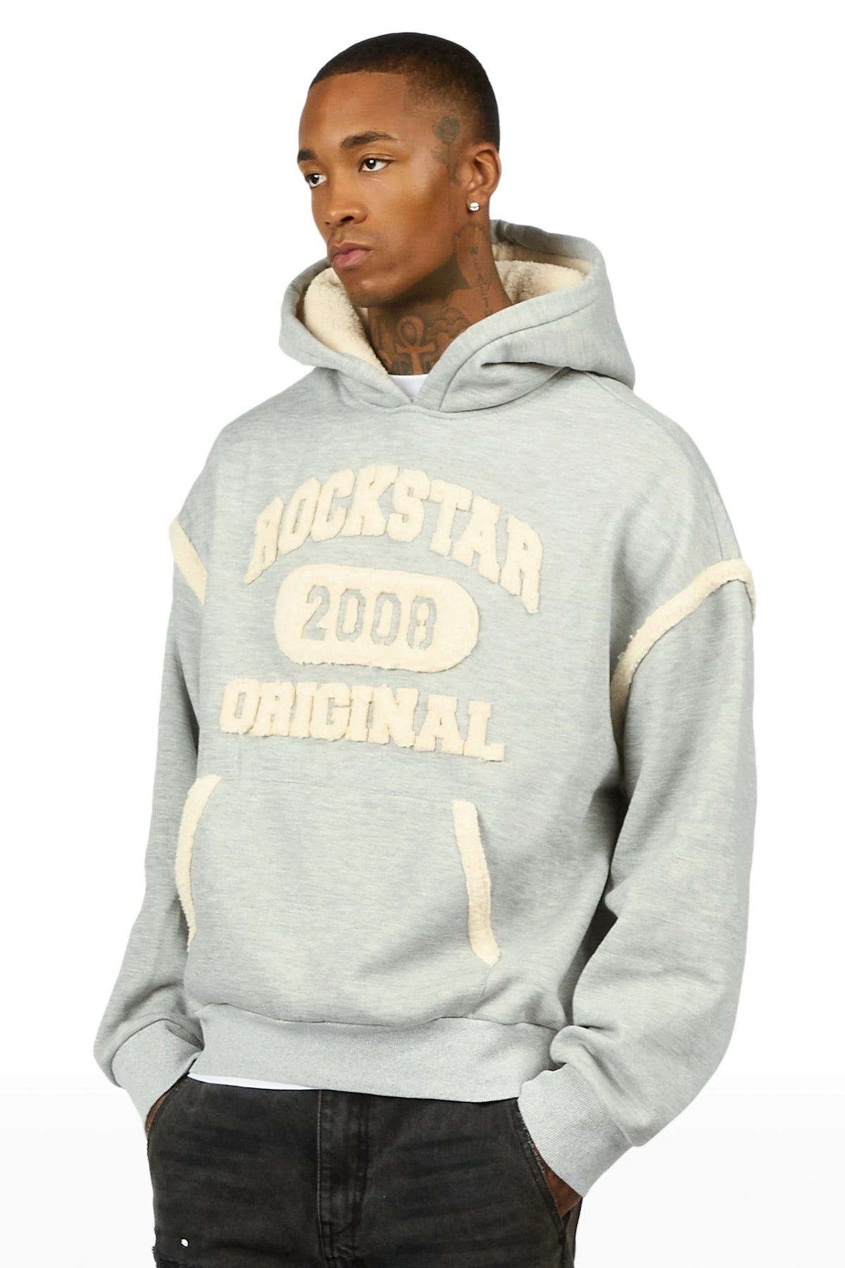 Meleg Heather Grey Graphic Hoodie