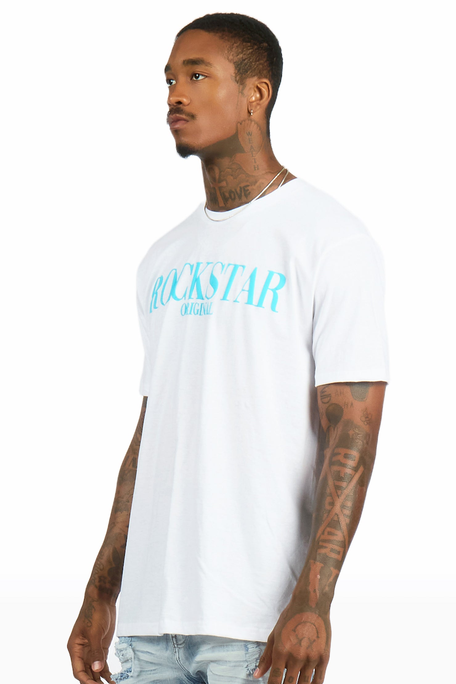 Octavio 2.0 White/Blue Oversized Graphic T-Shirt