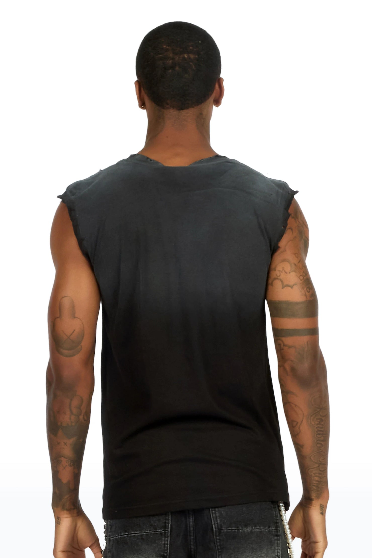 Mikell Black Oversized Cut Off T-Shirt