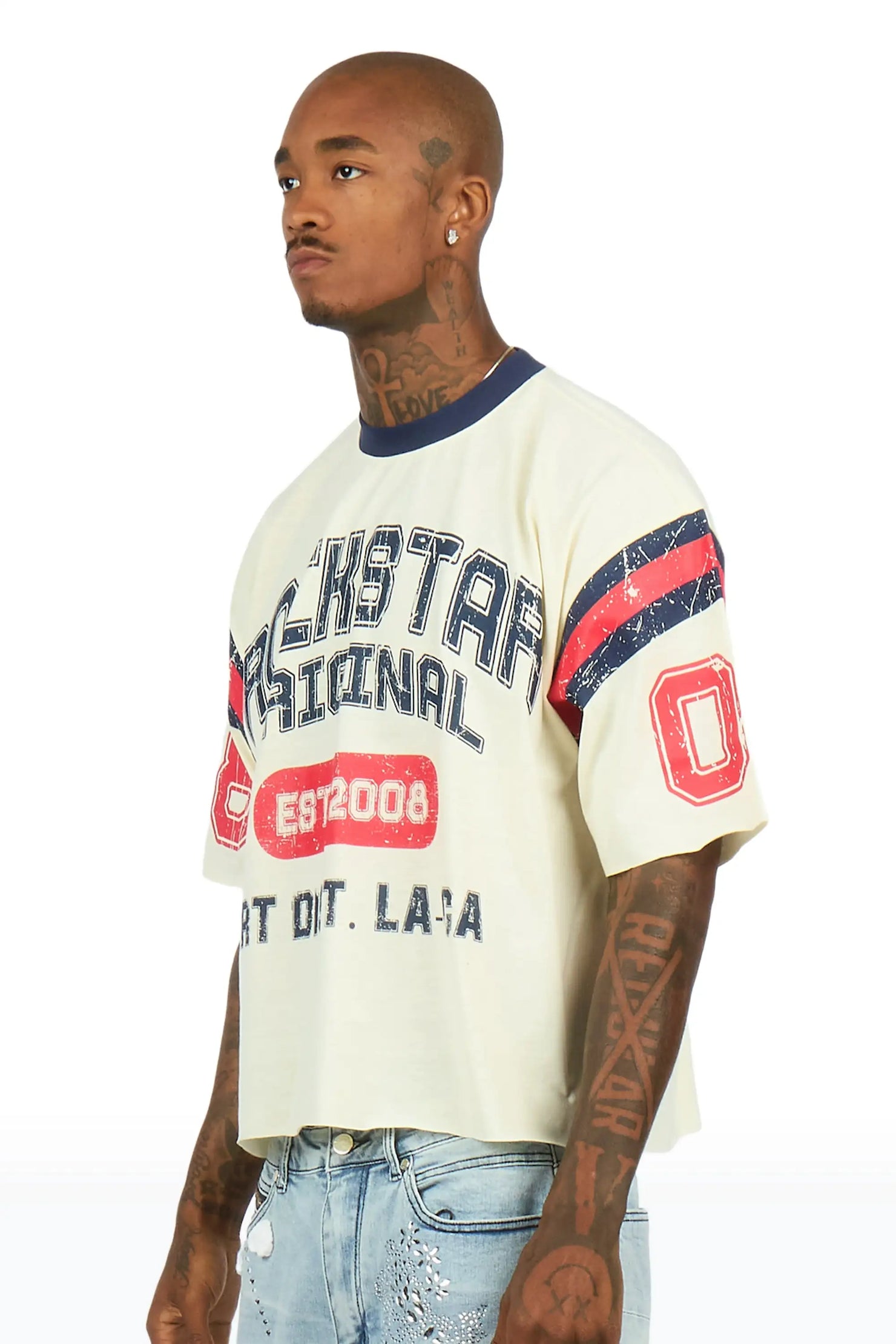 Vidam Beige Boxy Crop Tee