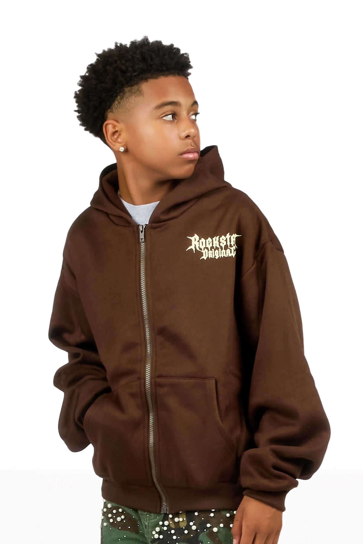 Boys Twinkle 2.0 Cocoa/Khaki Zip Up Hoodie