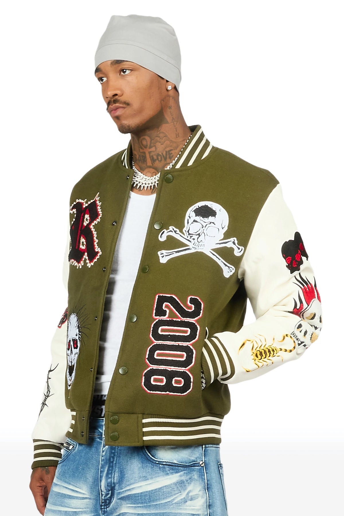 Brennin Olive Varsity Jacket