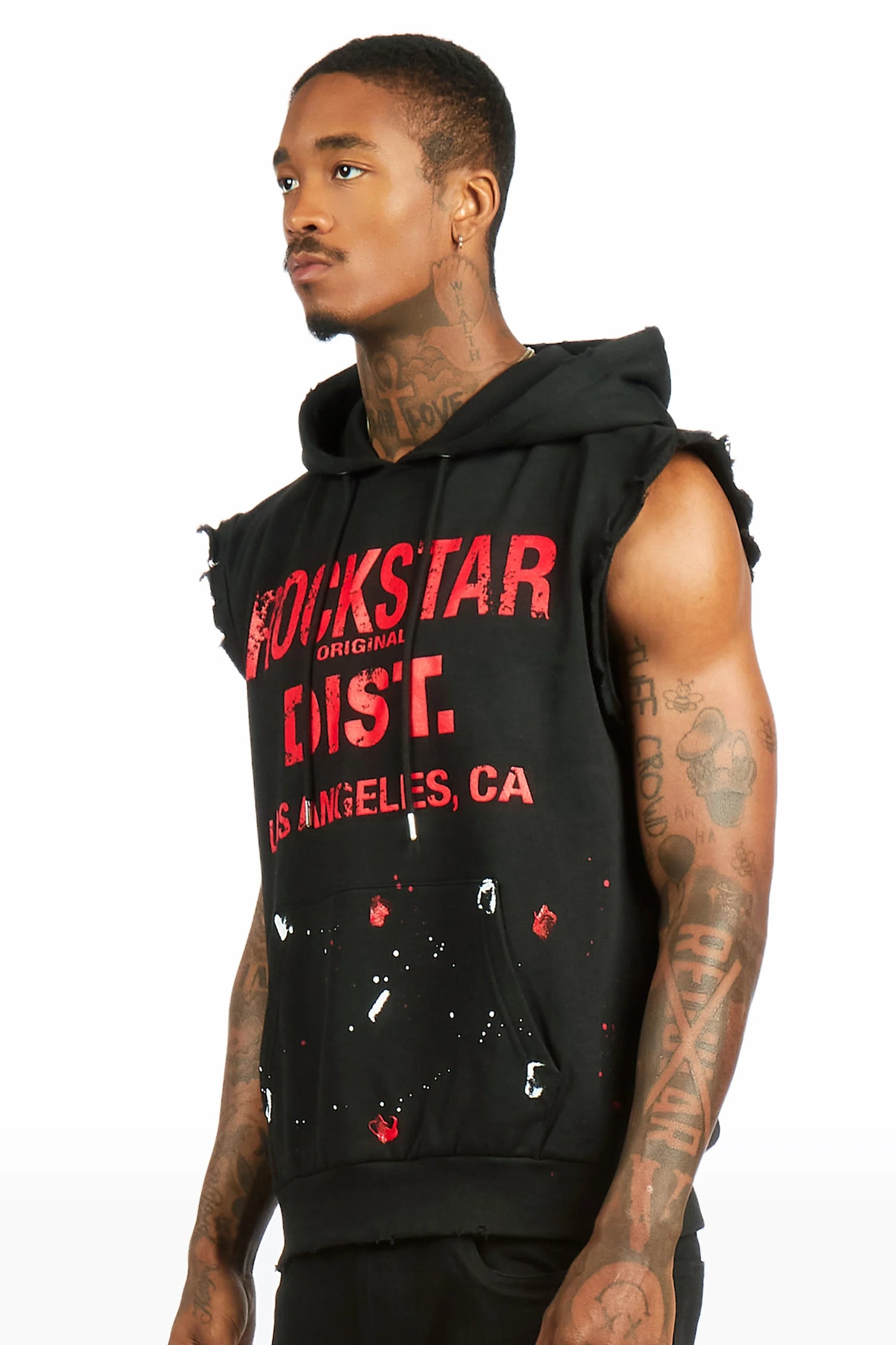 Scottie  Black Cut Sleeve Hoodie