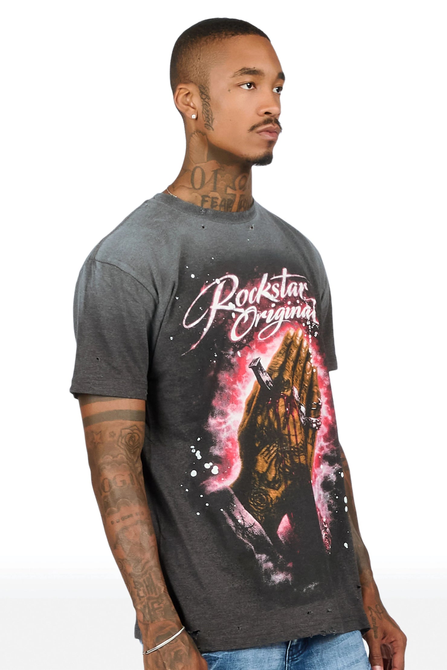 Jayzon Charcoal Oversized Graphic T-Shirt