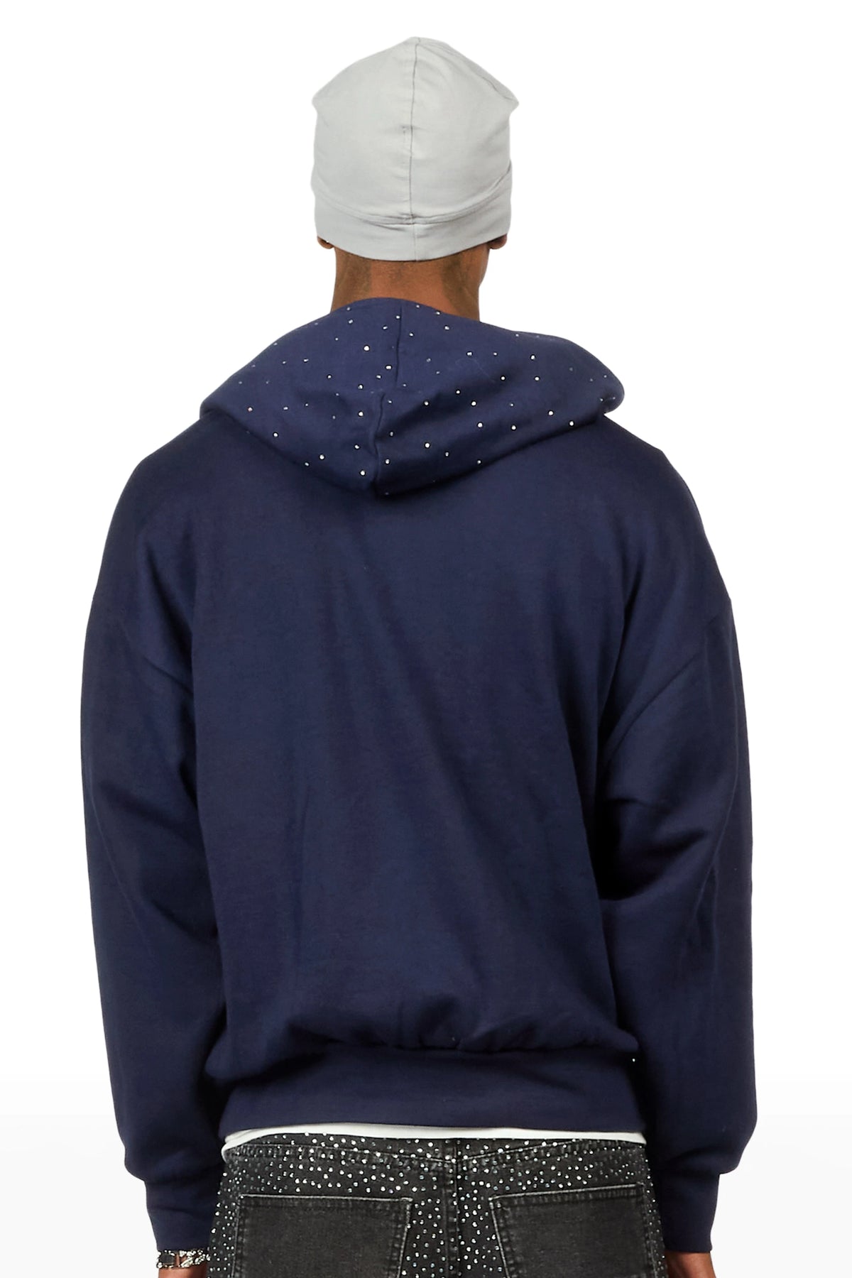 Stori Navy Rhinestone Graphic Hoodie
