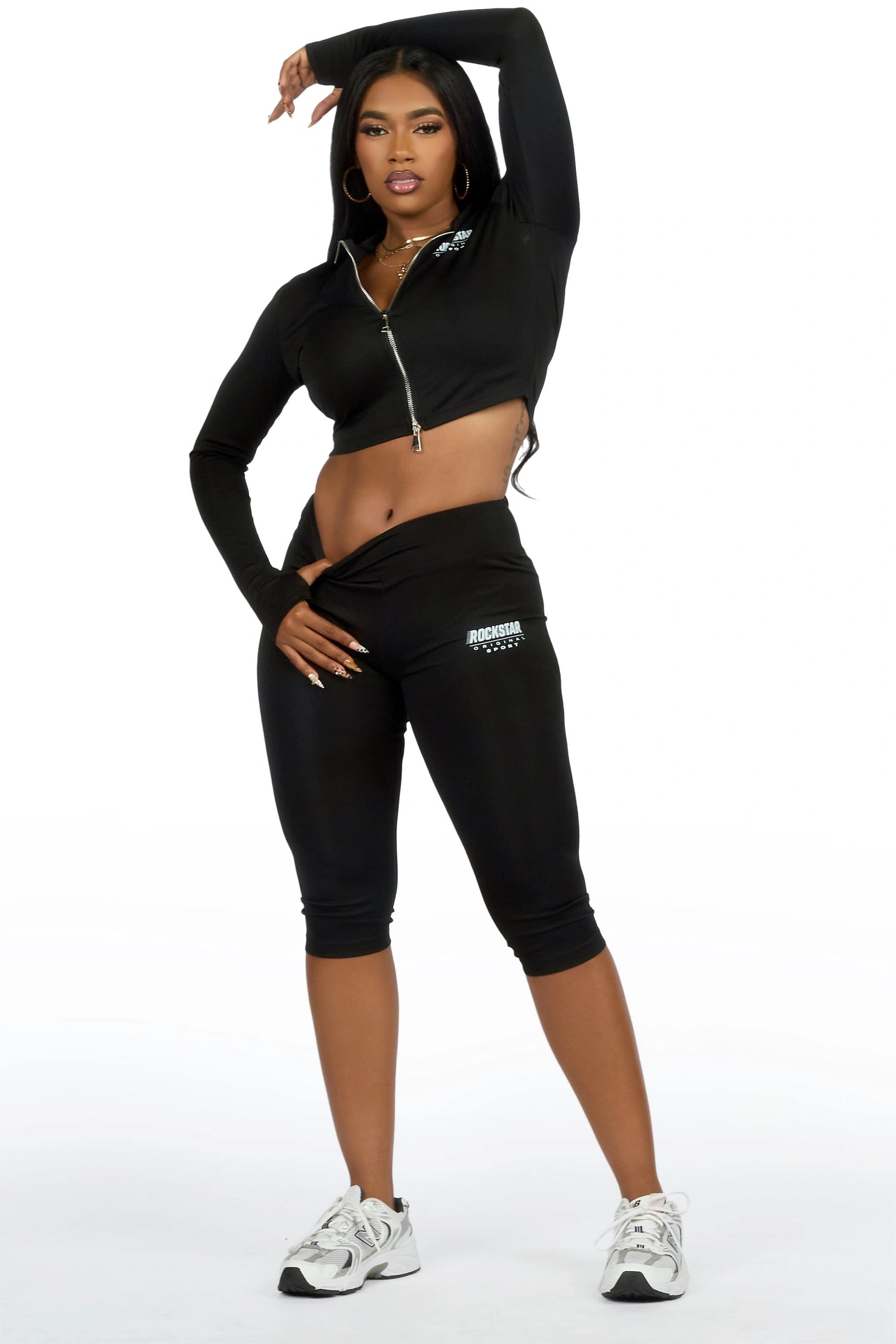 Annalisha Black Capri Active Set