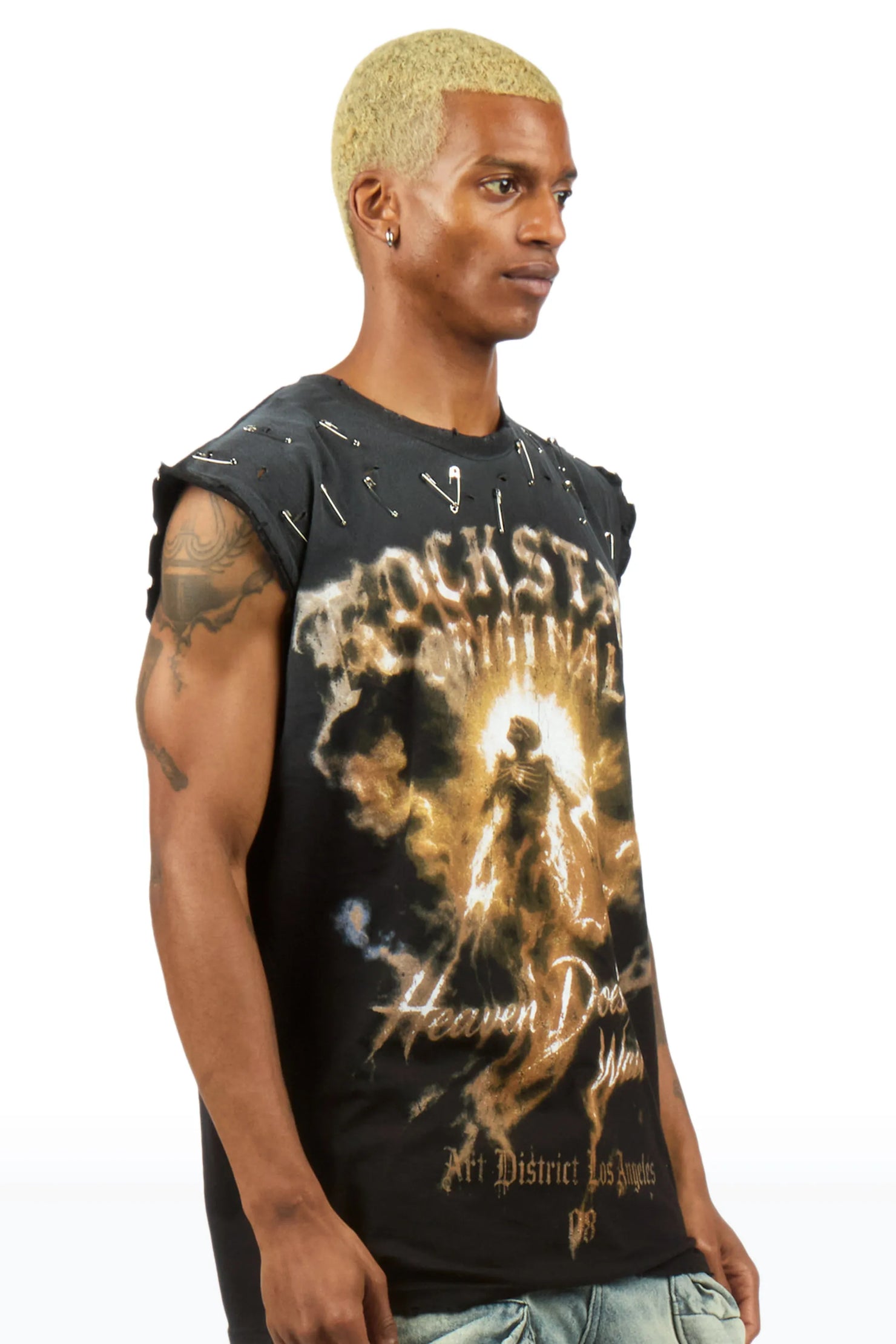 Jakito Black Oversized Cut Off T-Shirt