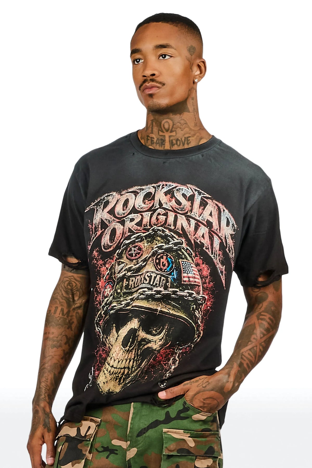 Kellax Black Oversized Graphic T-Shirt