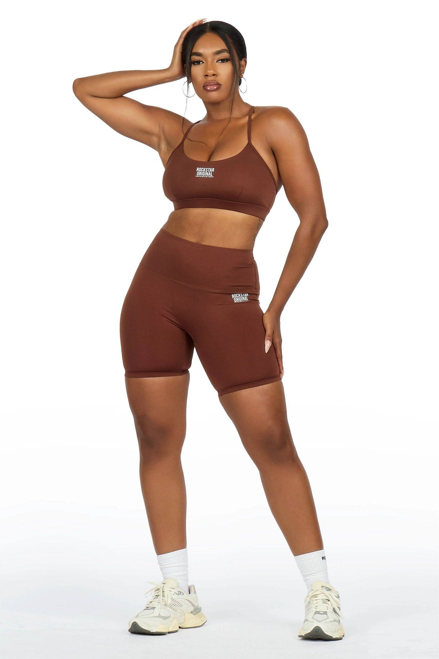Aliccia Brown Tank Active Bike Short Set
