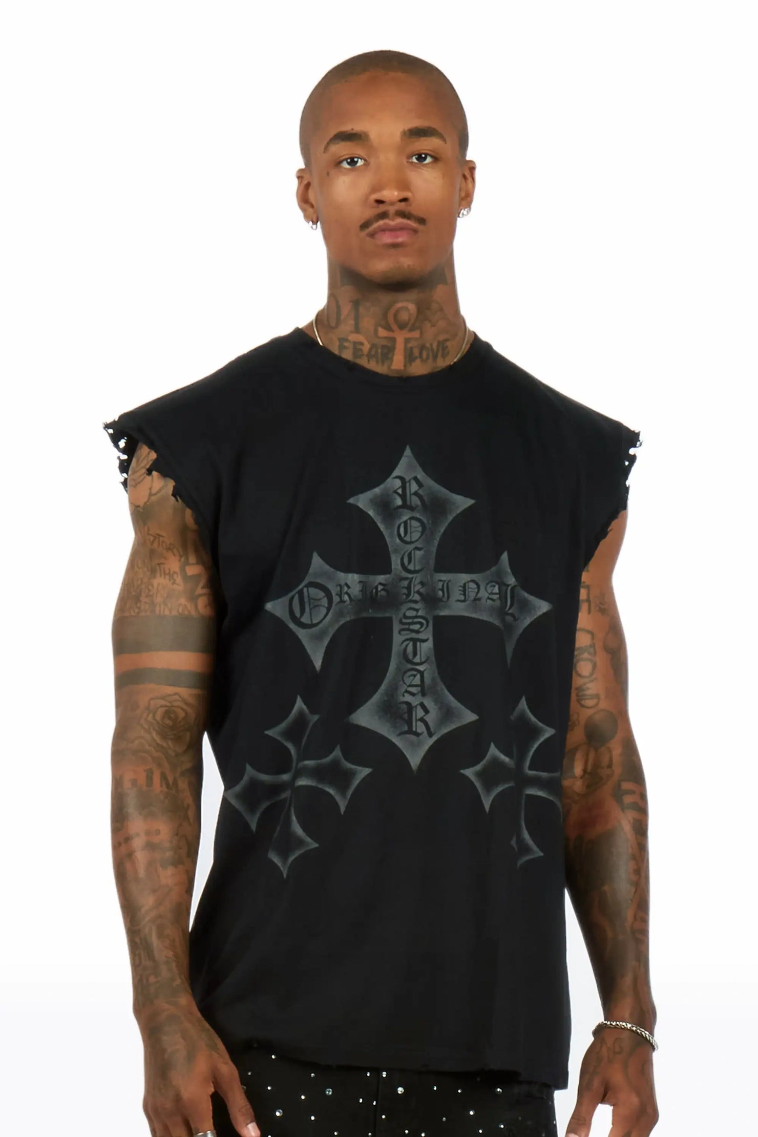 Marizon Black Cut off Tee
