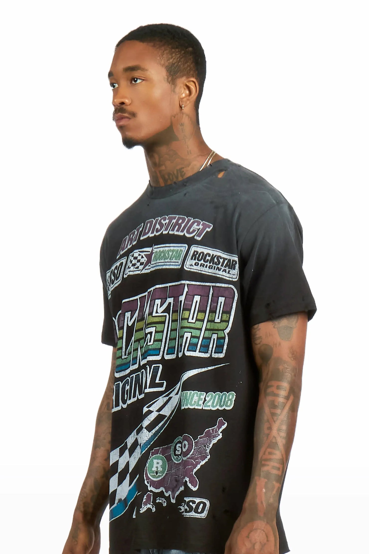 Burris Black Oversized Graphic T-Shirt