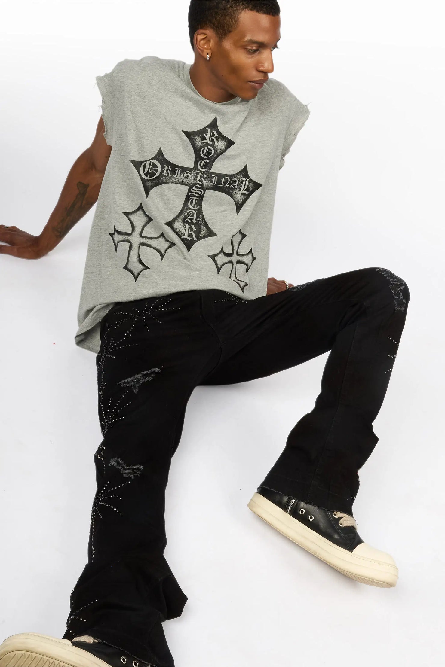 Marizon Heather Grey Cut off Tee