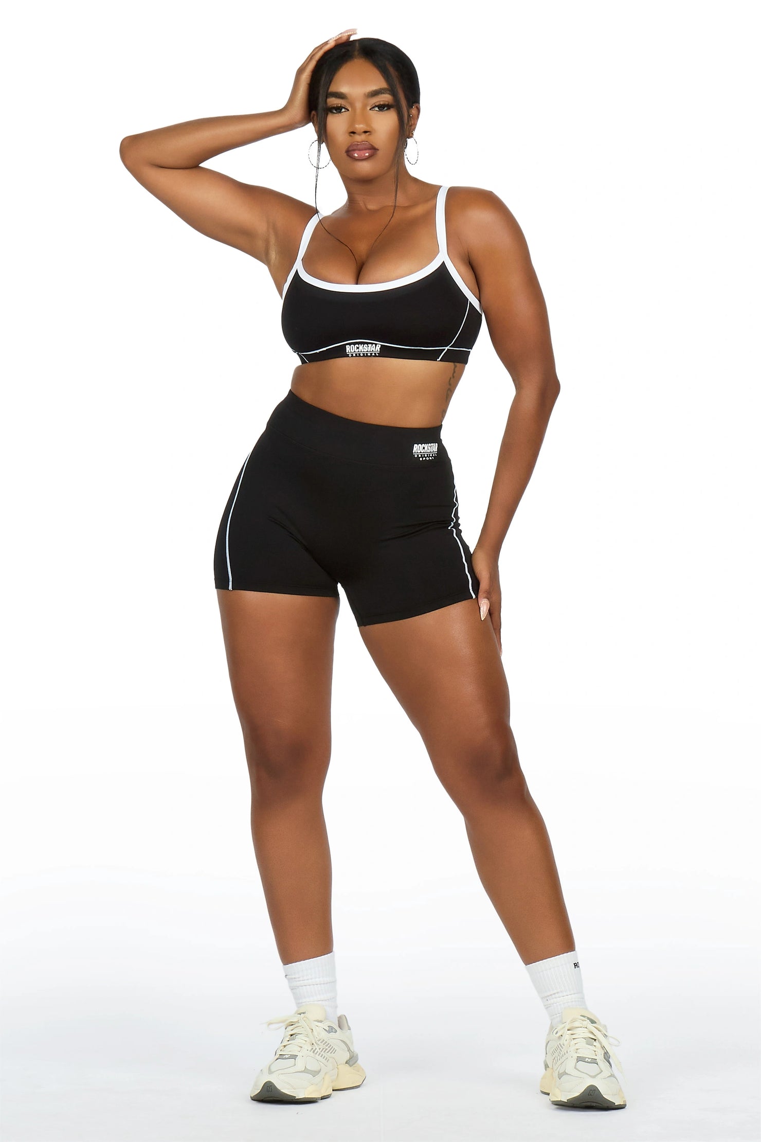 Afshana Black Tank Active Bike Short Set