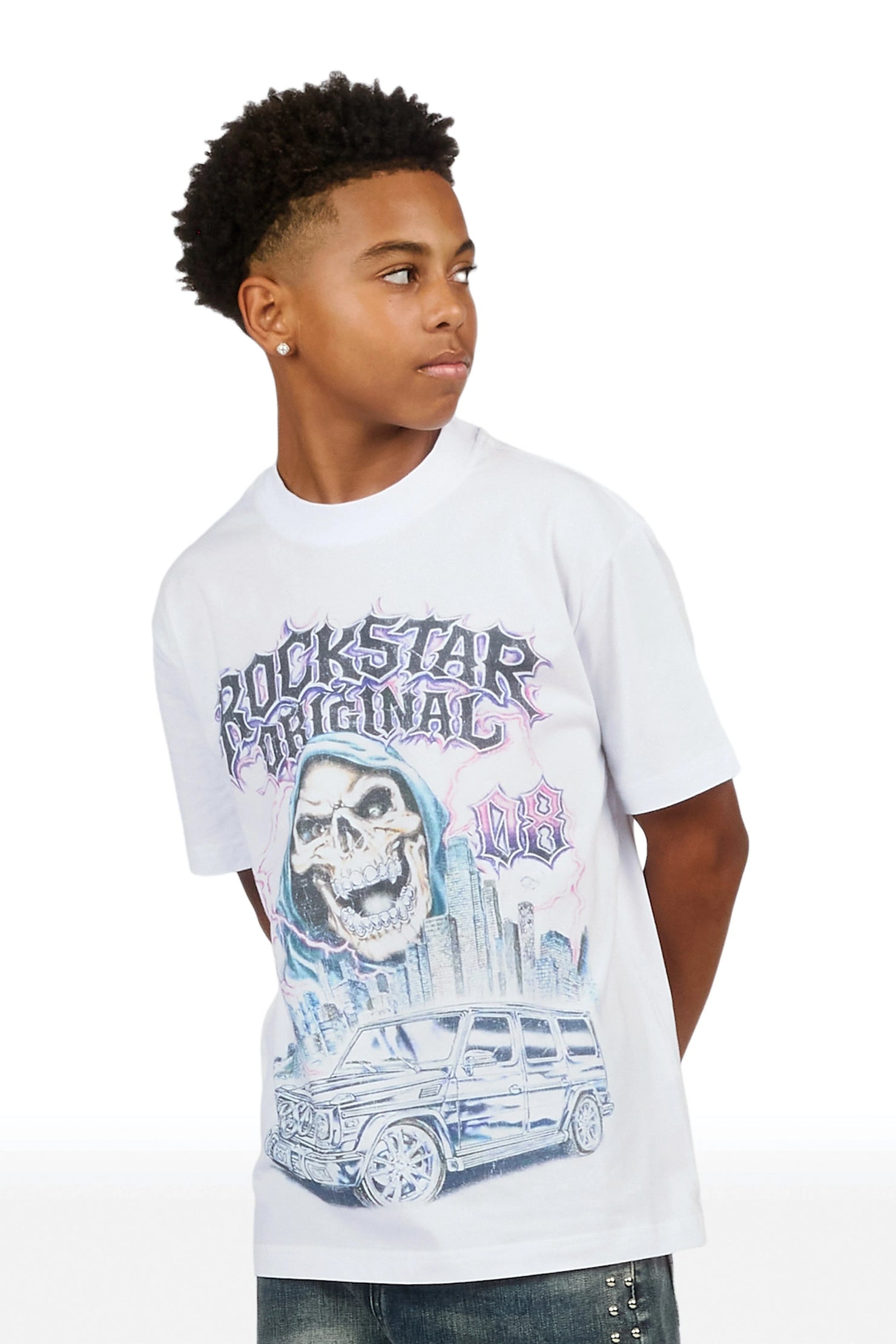 Boys Imani White Graphic T-Shirt