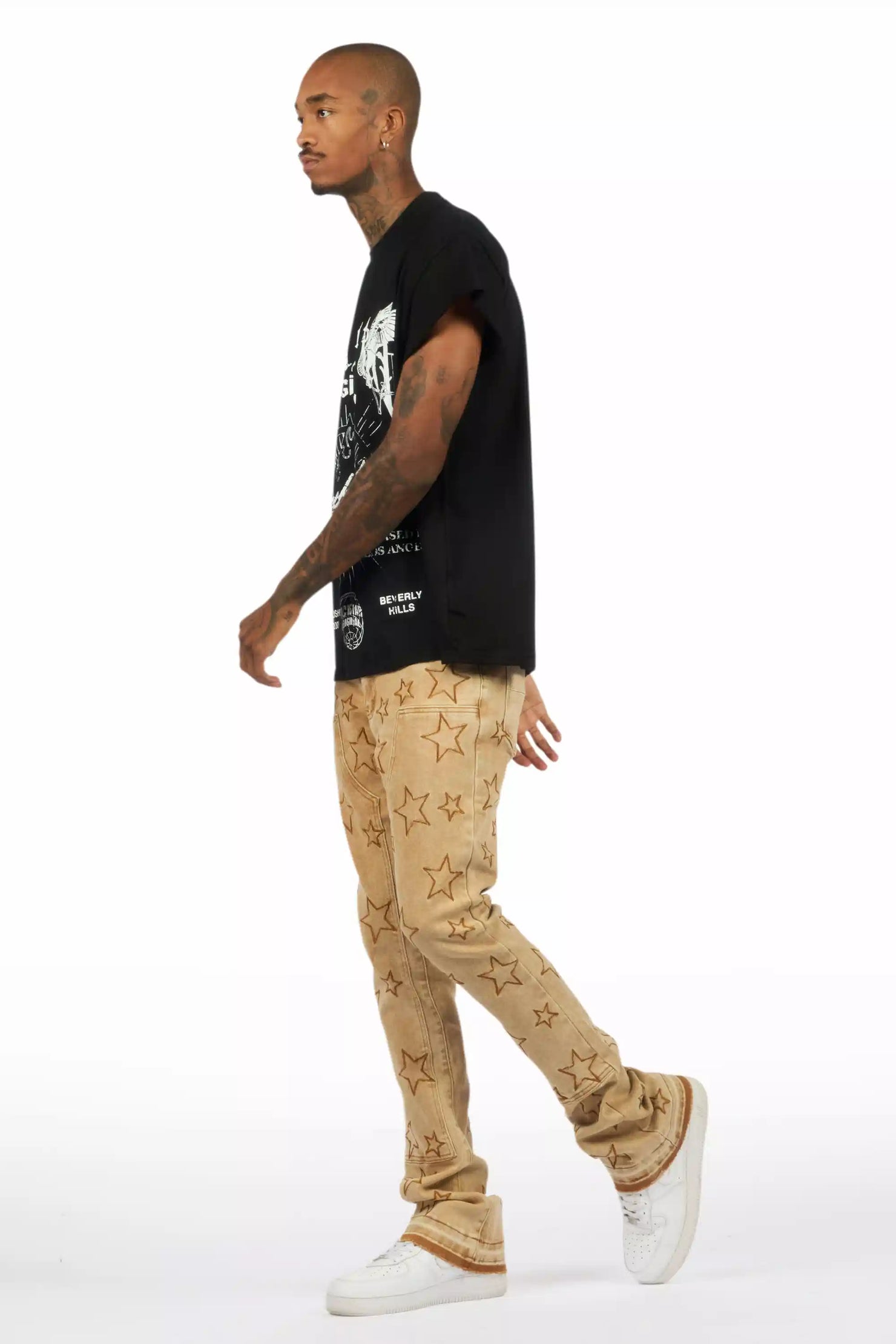 Starship Beige Stacked Flare Jean