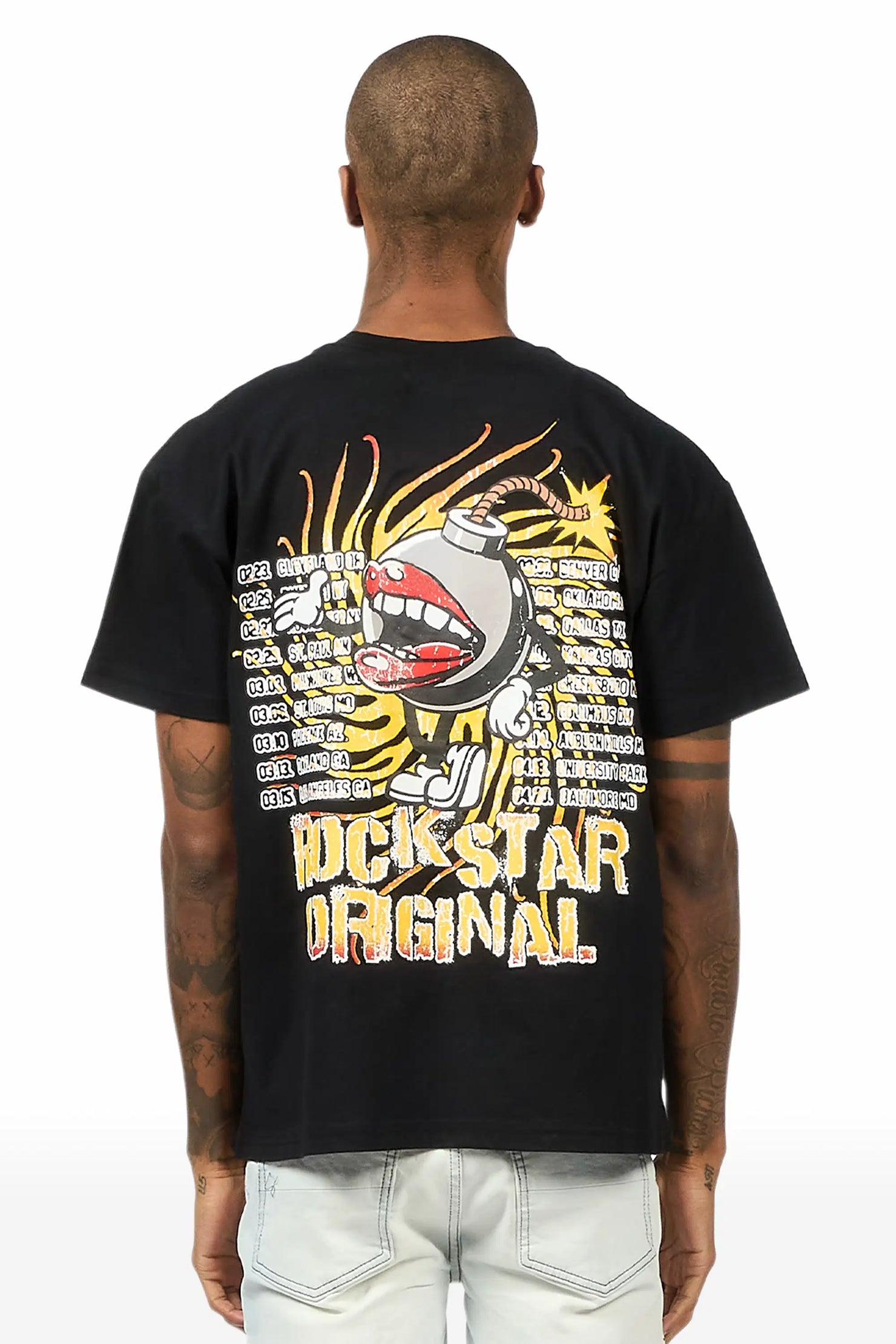 Rock n Roll Black Oversized Graphic T-Shirt