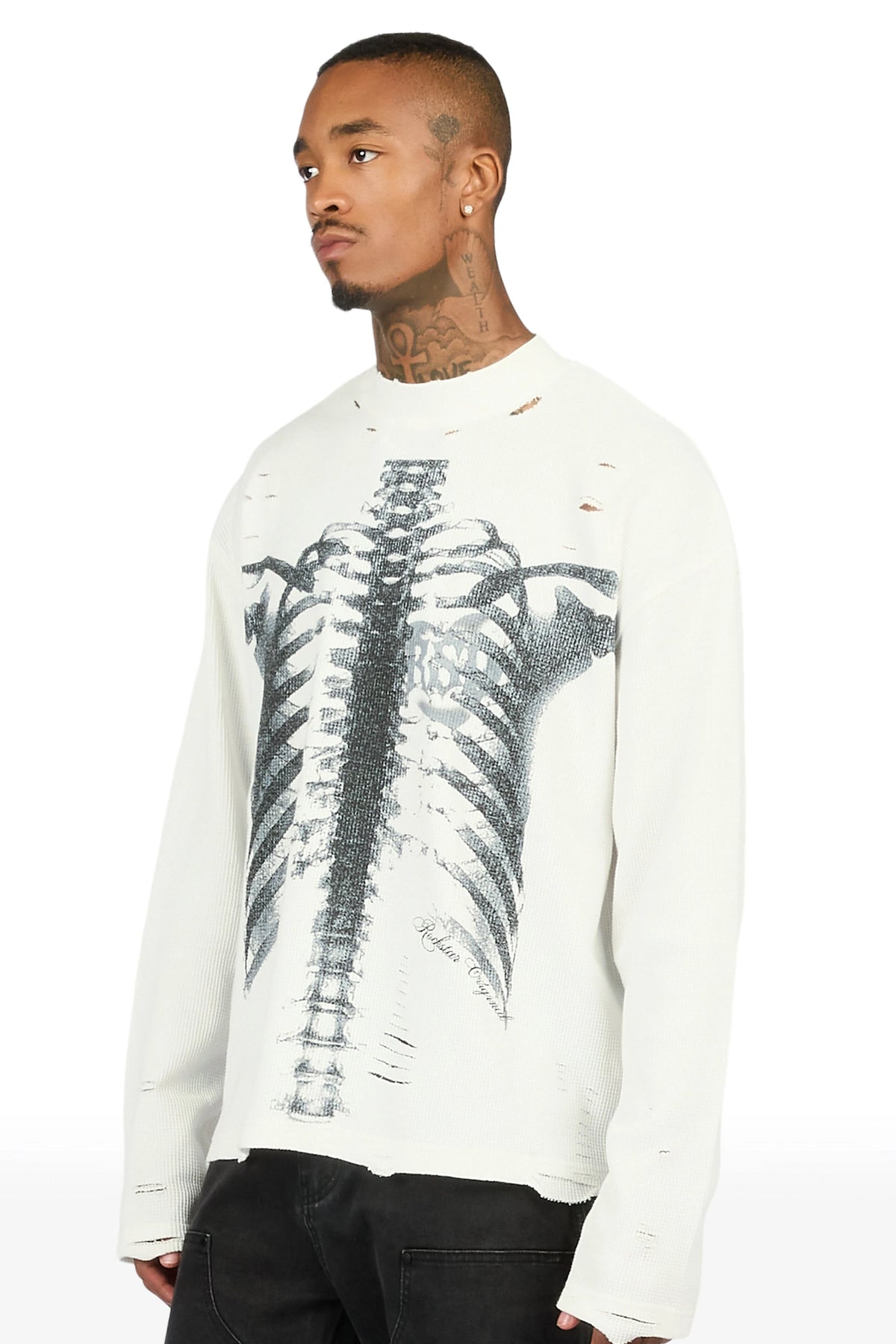 Caliz Off White Thermal Long Sleeve T-Shirt