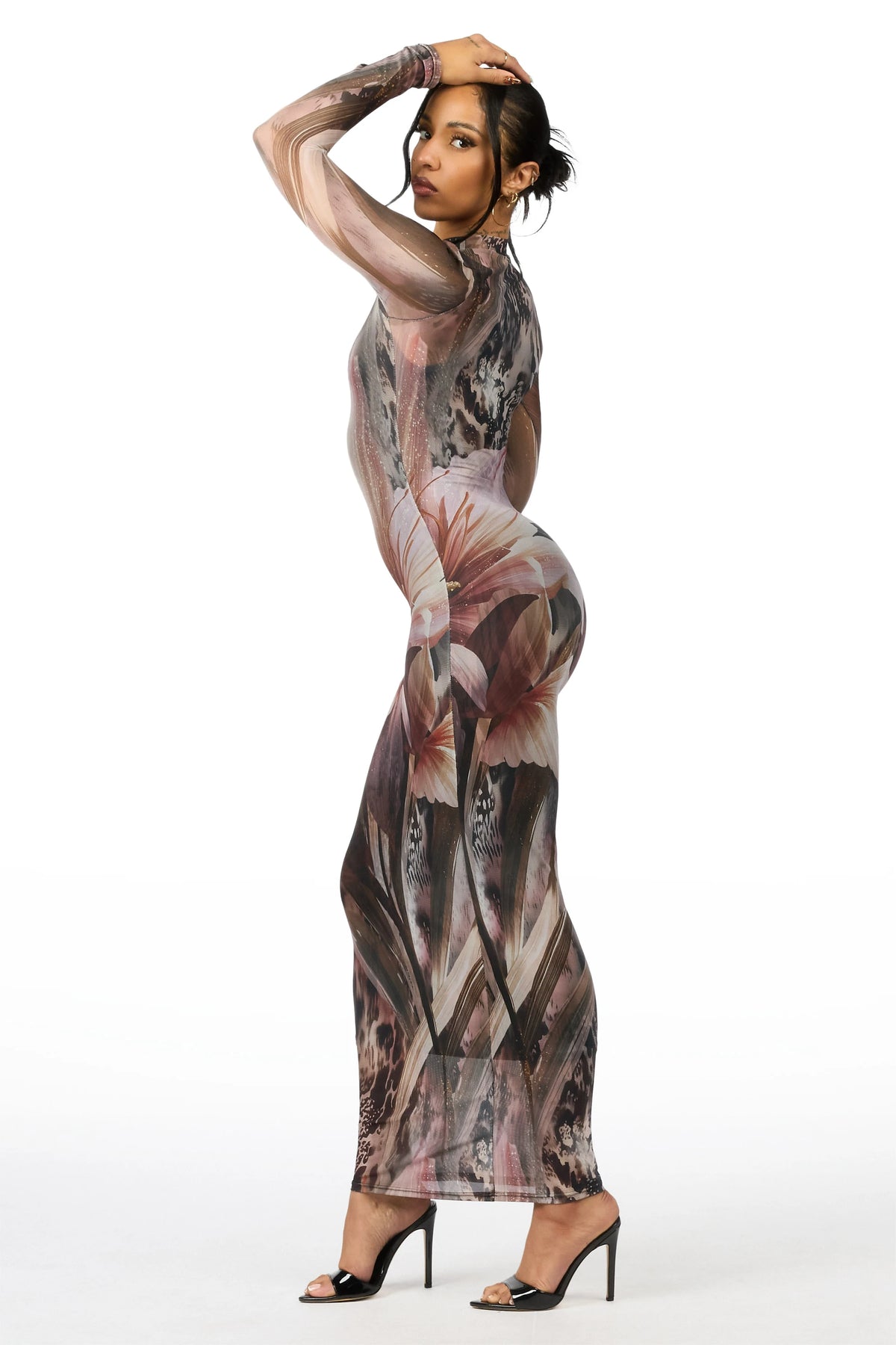 Oversized Floral Animal Black Maxi Dress