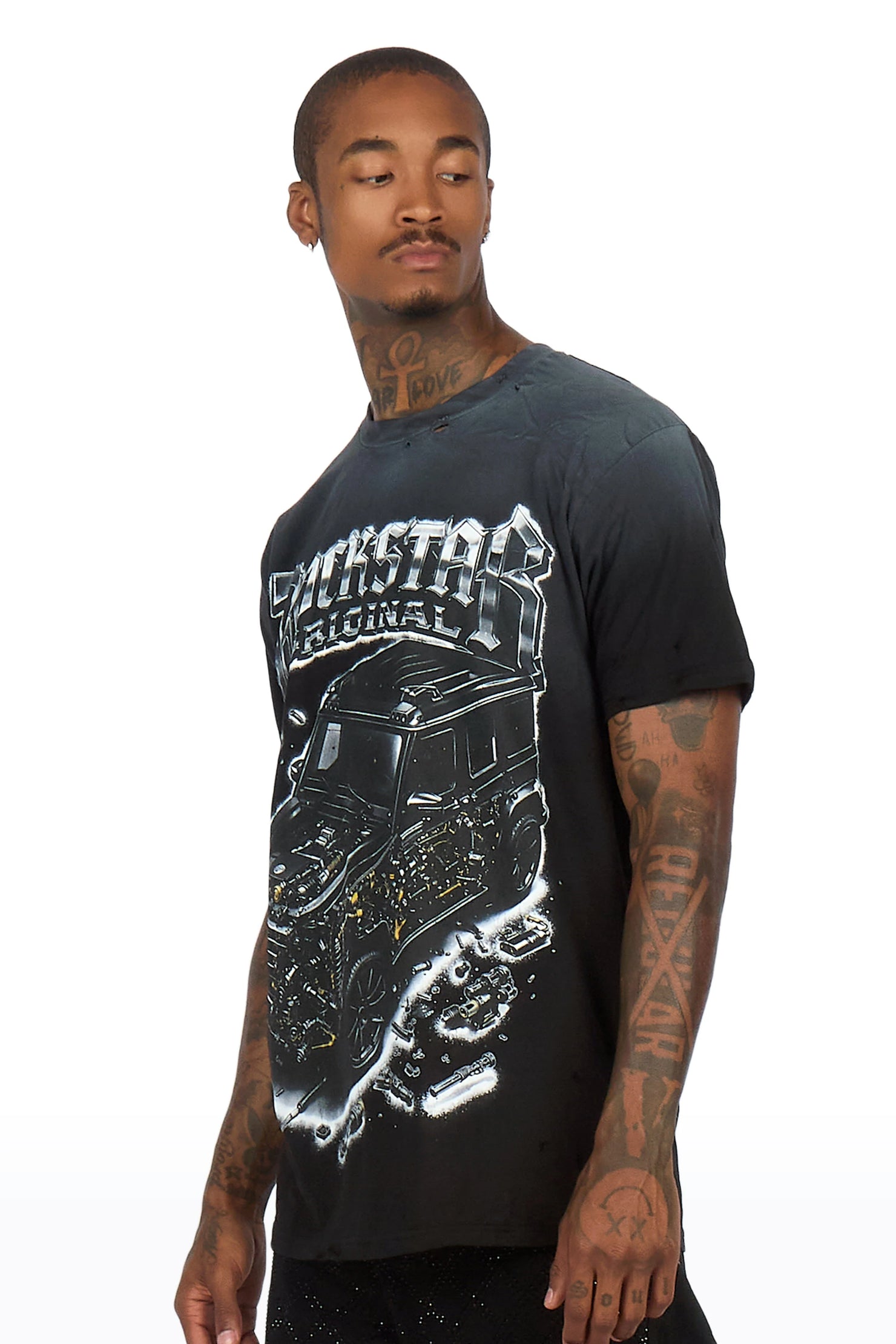 Mazon Black Oversized Graphic T-Shirt