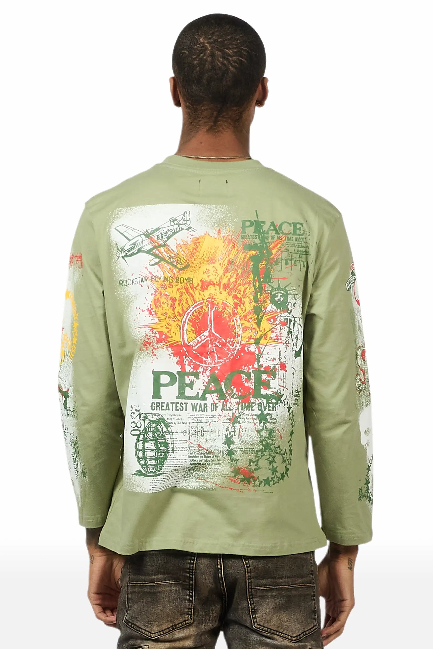 Saeko Olive Long Sleeve Graphic T-Shirt