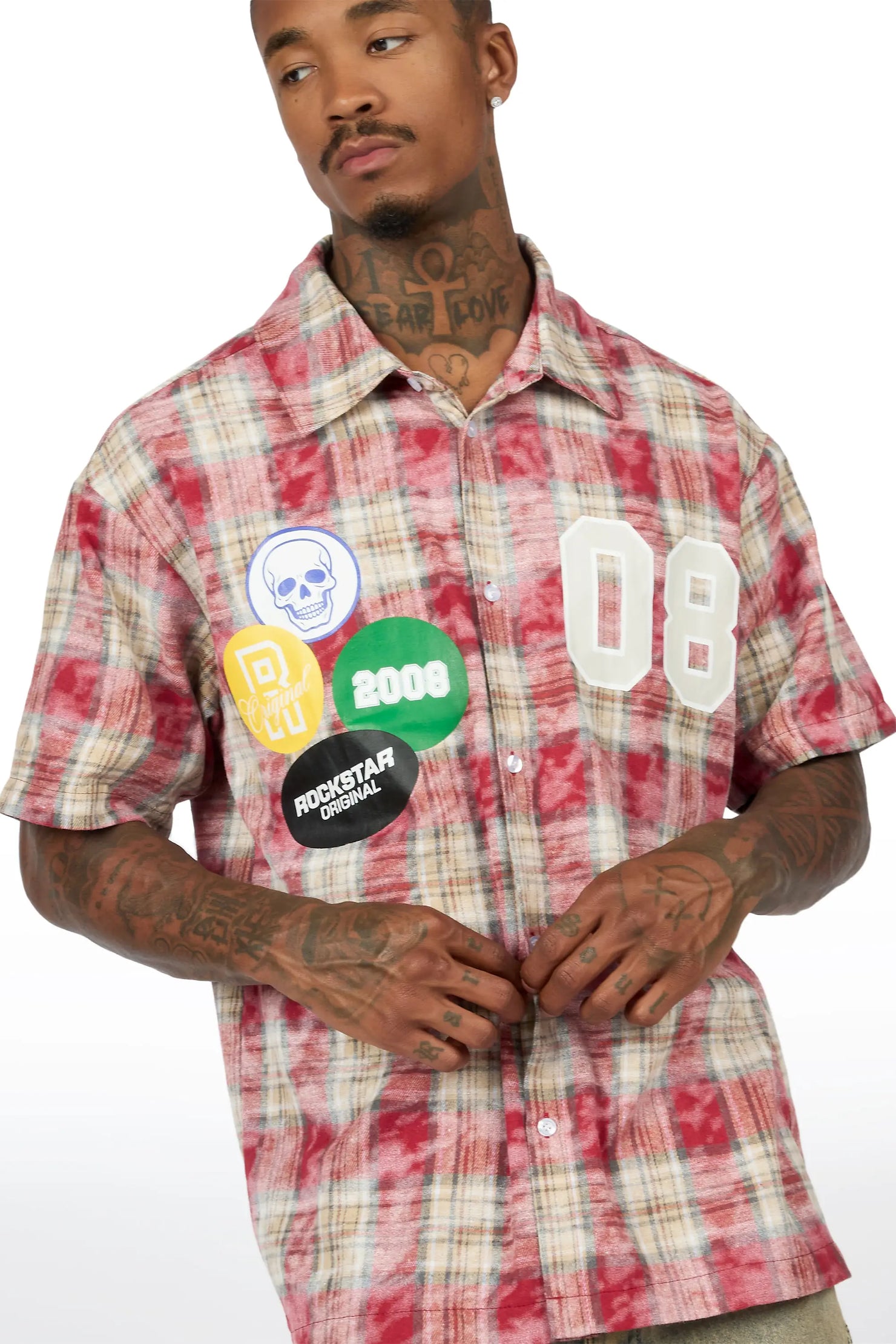 Emre Red Flannel Short Sleeve Shirt