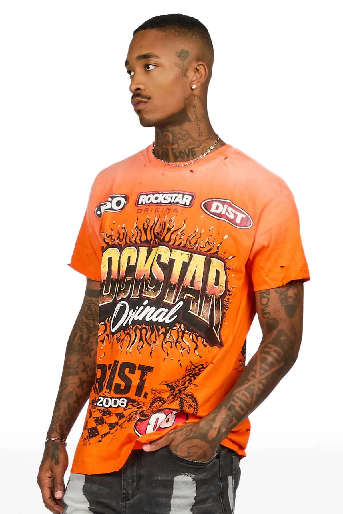 Lewis Orange Oversized Graphic T-Shirt
