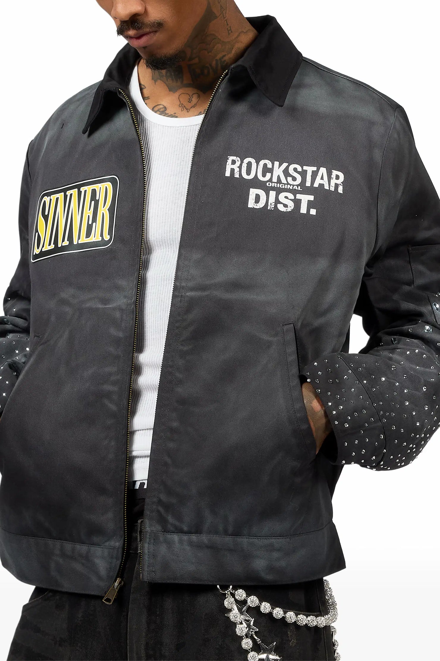 Traval Black Rhinestone Workman Jacket