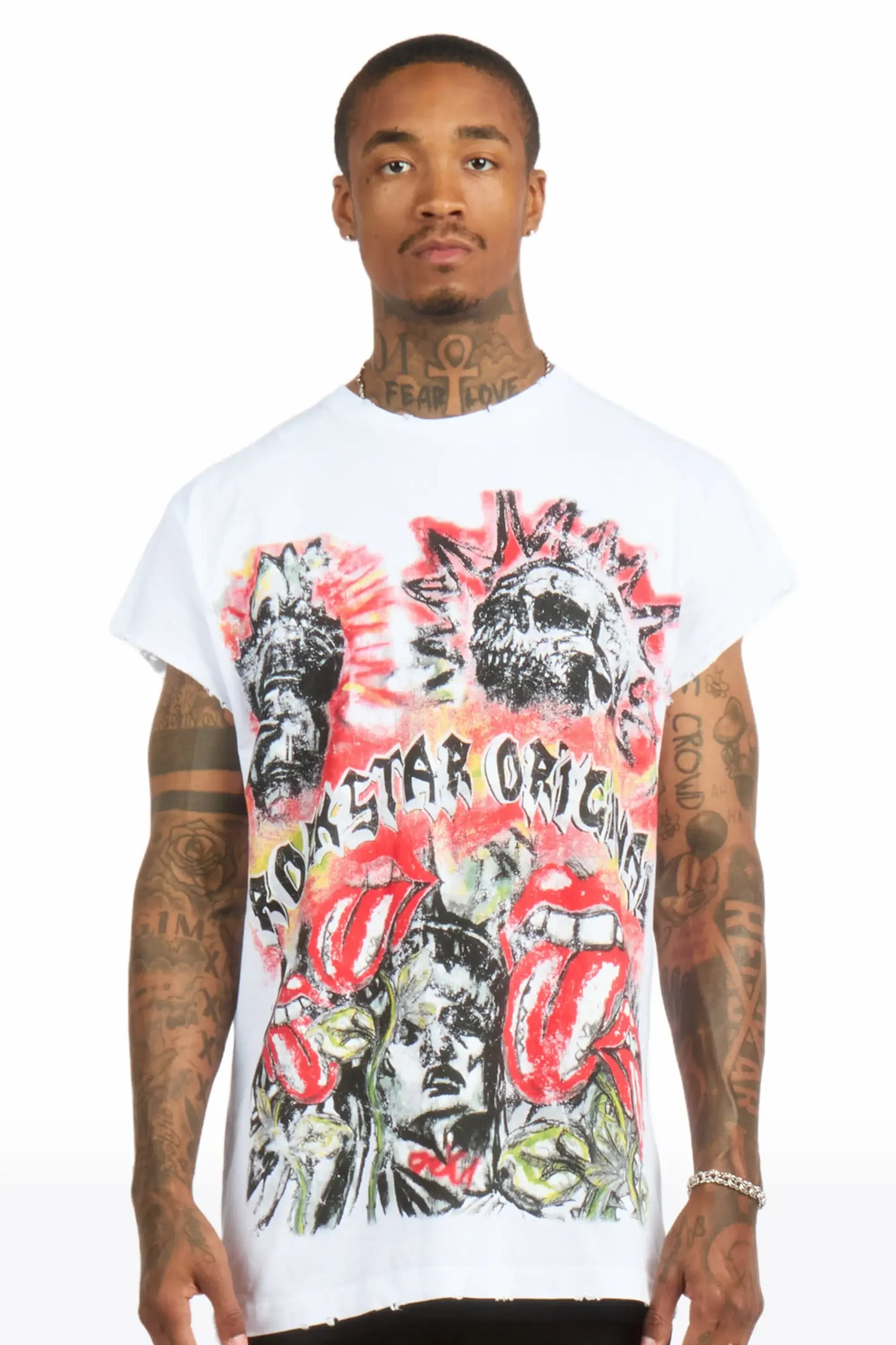Falon White Cut off Tee