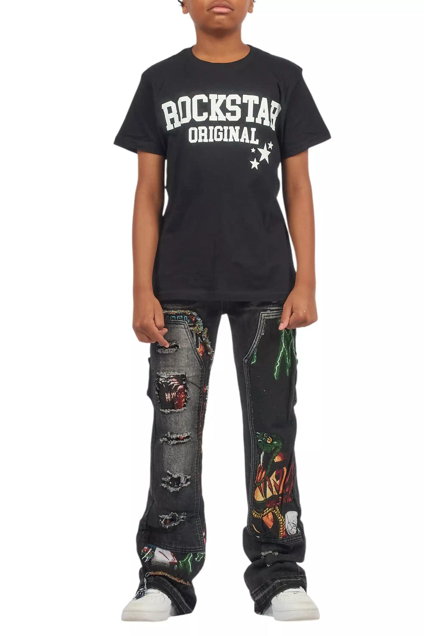 Boys Yanis Black Baggy Fit Jean