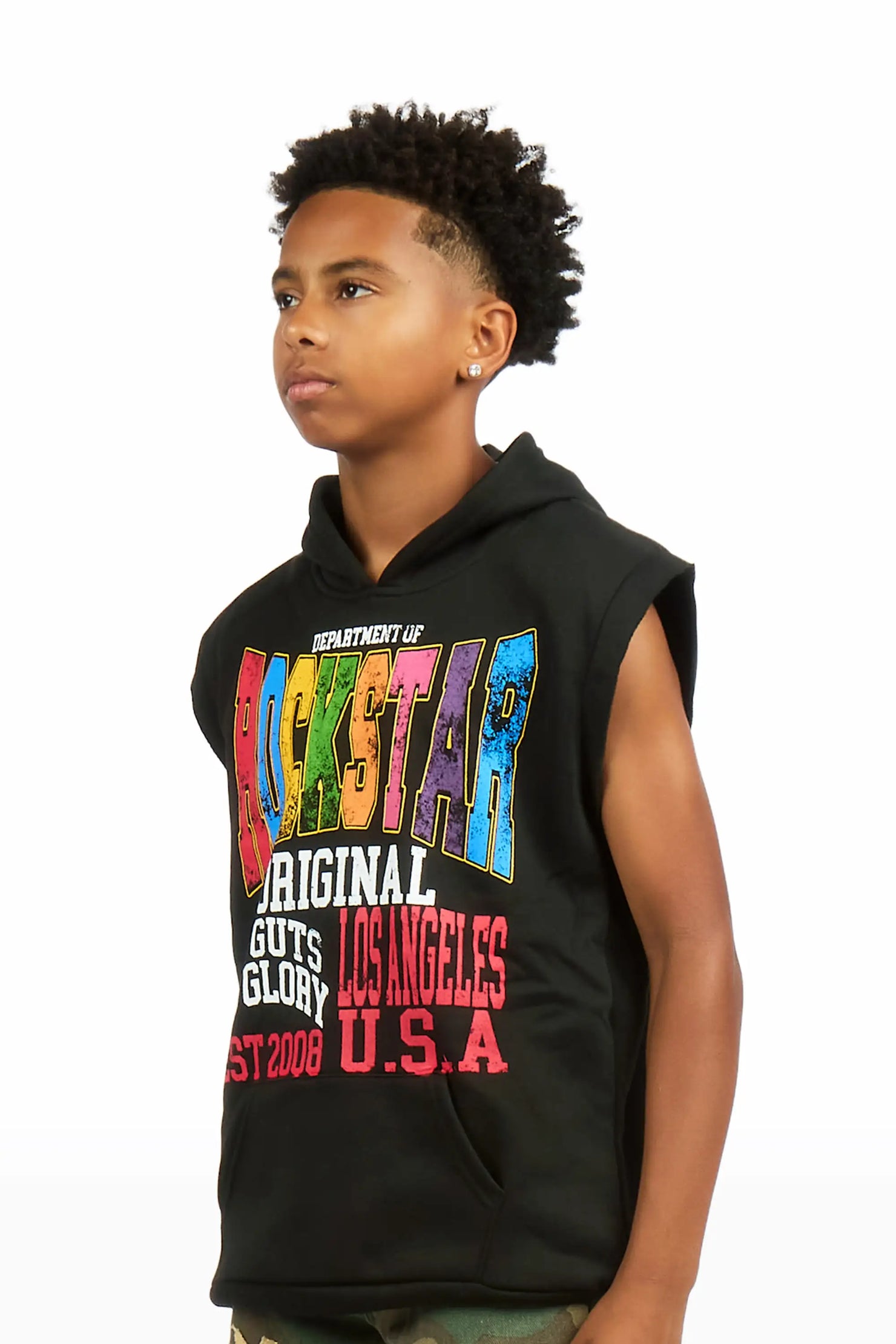 Boys Keen Black Sleeveless Hoodie