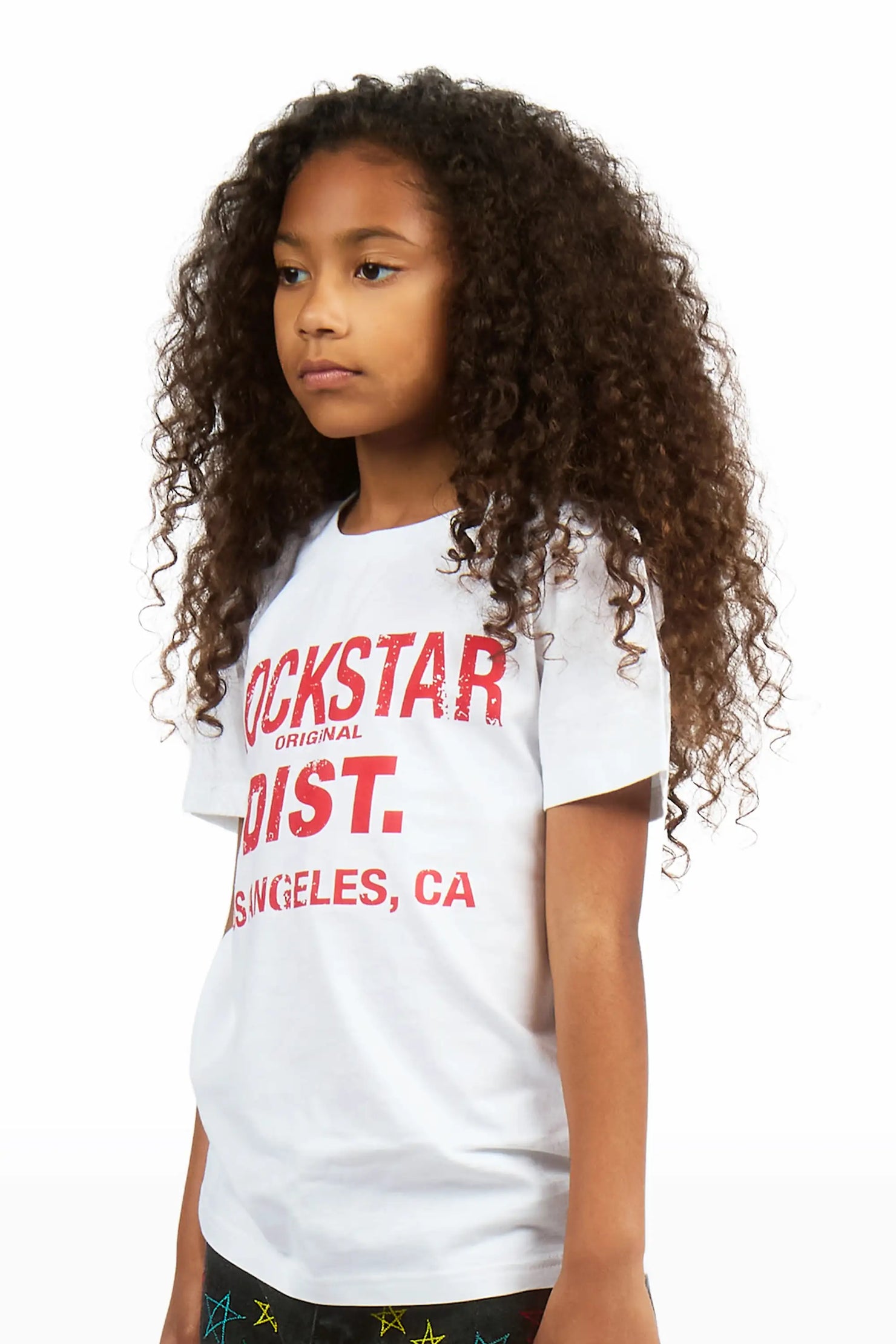 Girls Janny White/Red Graphic T-Shirt