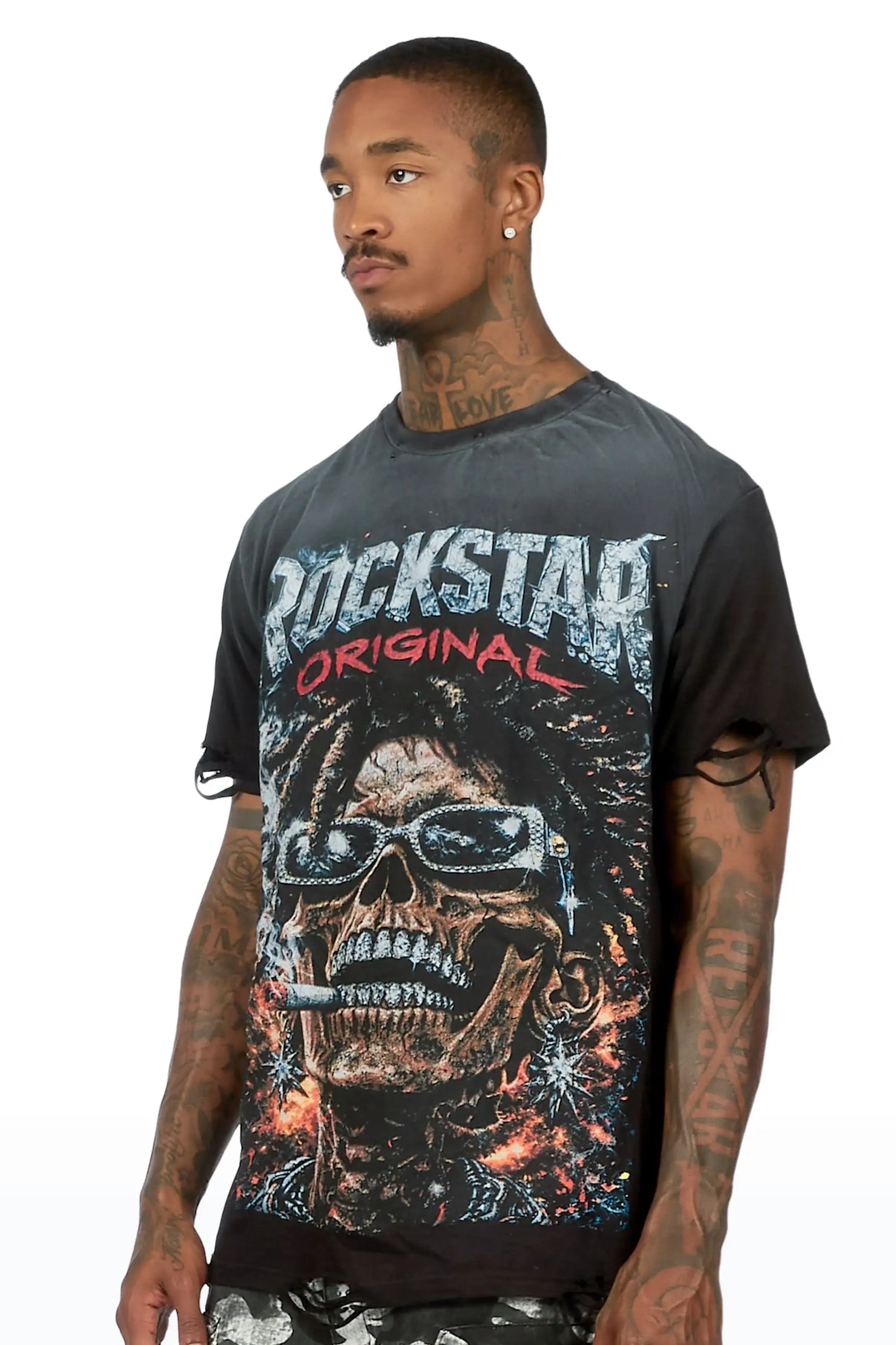 Baber Black Oversized Graphic T-Shirt