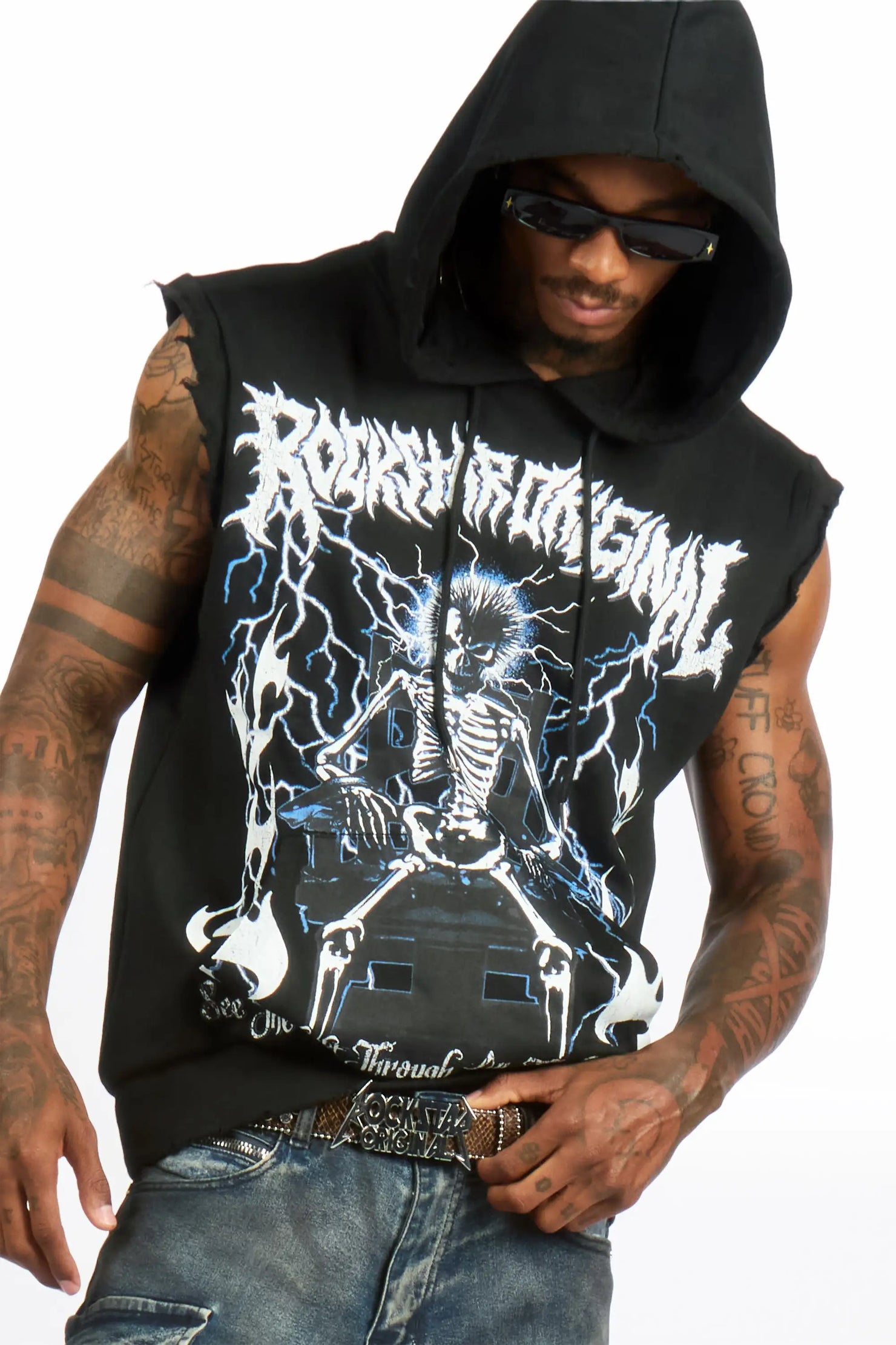 Deathrow Black Cut Sleeve Hoodie