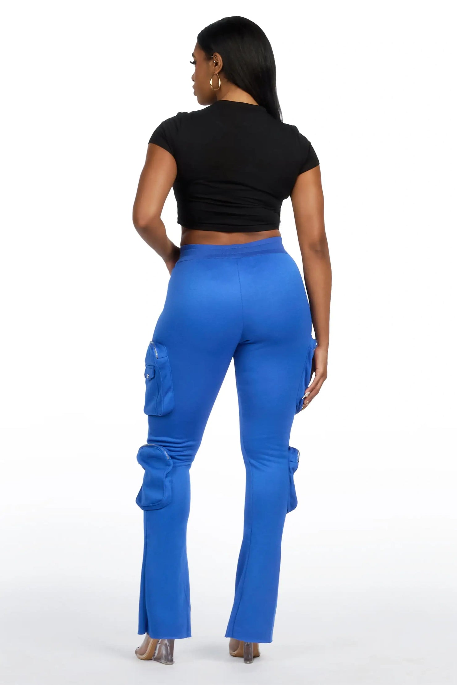 Cheronnie Royal Blue Cargo Stacked Track Pant